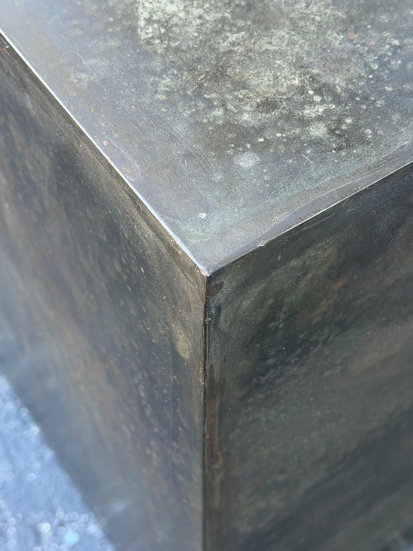 Frisman Vintage A Patinated Steel Cube Pedestal Custom Made