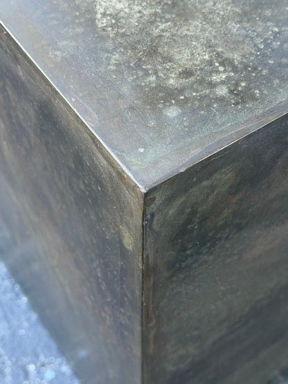 Frisman Vintage A Patinated Steel Cube Pedestal Custom Made