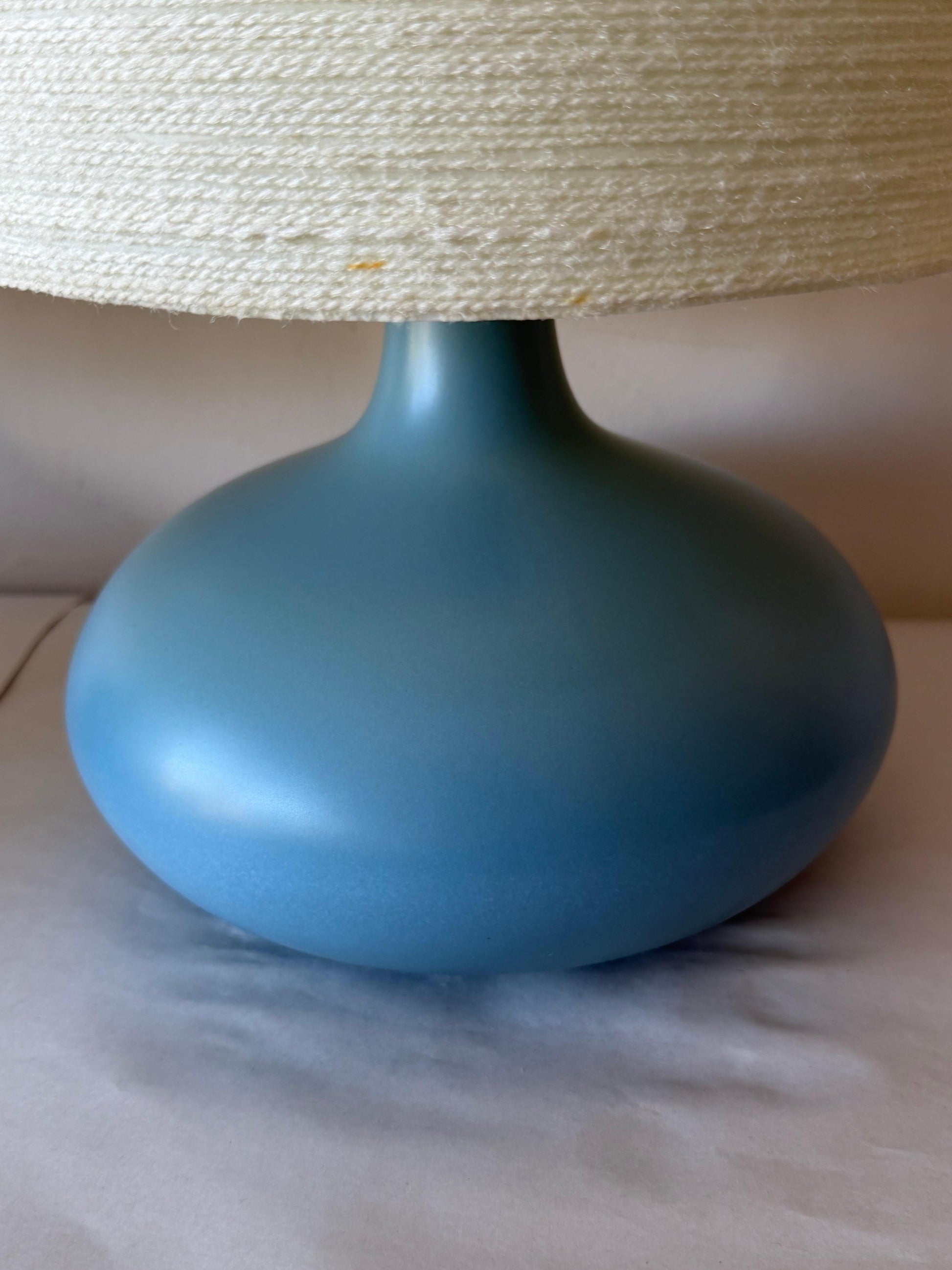 Frisman Vintage A Pair Of Lotte and Gunnar Bostlund Table Lamps in Blue Ceramic Bulbous ca' 1960