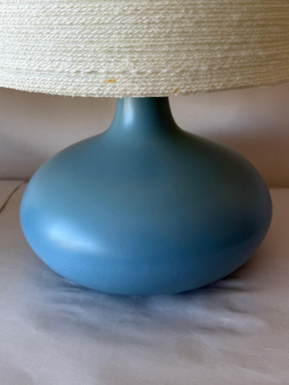 Frisman Vintage A Pair Of Lotte and Gunnar Bostlund Table Lamps in Blue Ceramic Bulbous ca' 1960