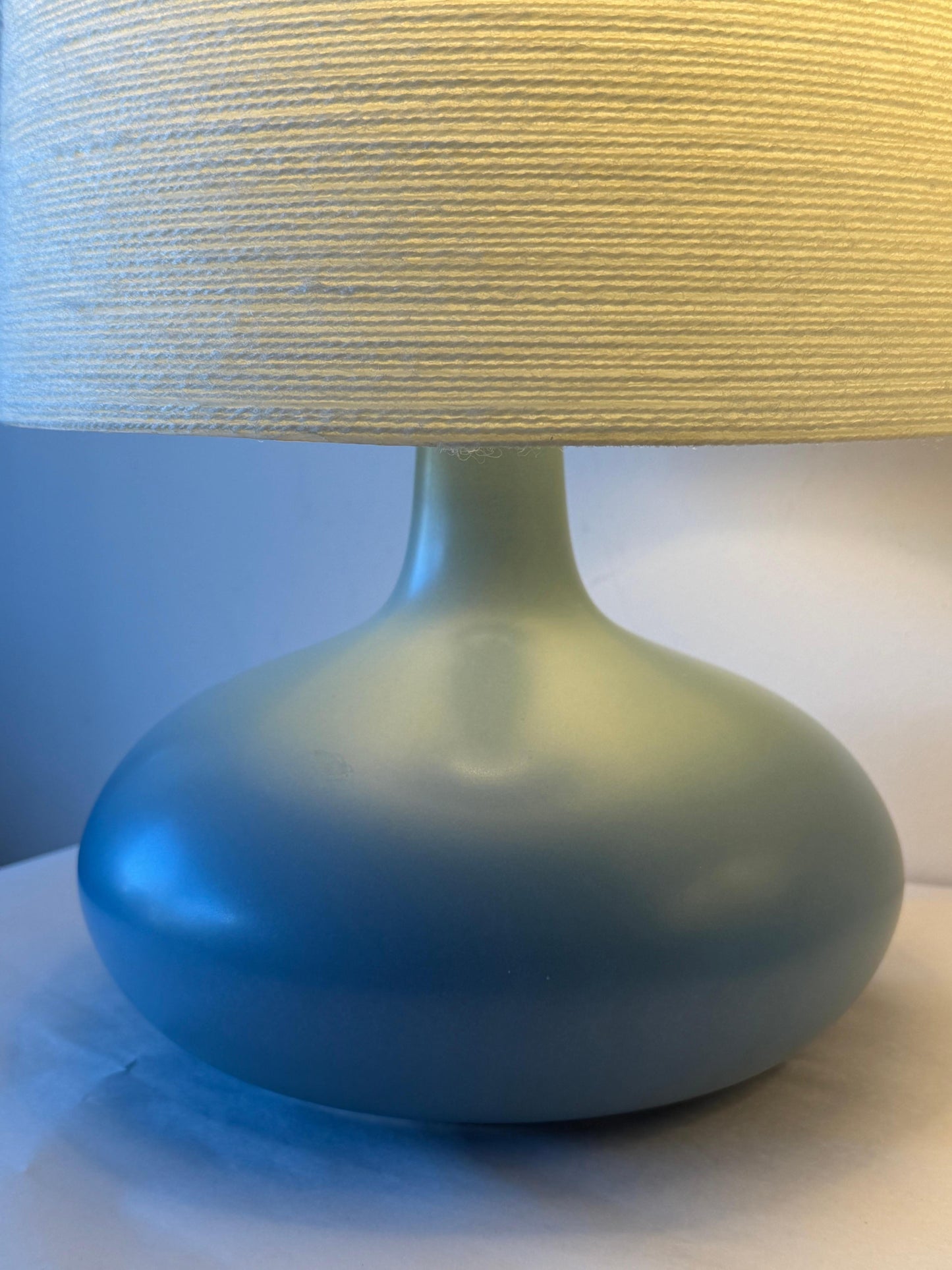 Frisman Vintage A Pair Of Lotte and Gunnar Bostlund Table Lamps in Blue Ceramic Bulbous ca' 1960
