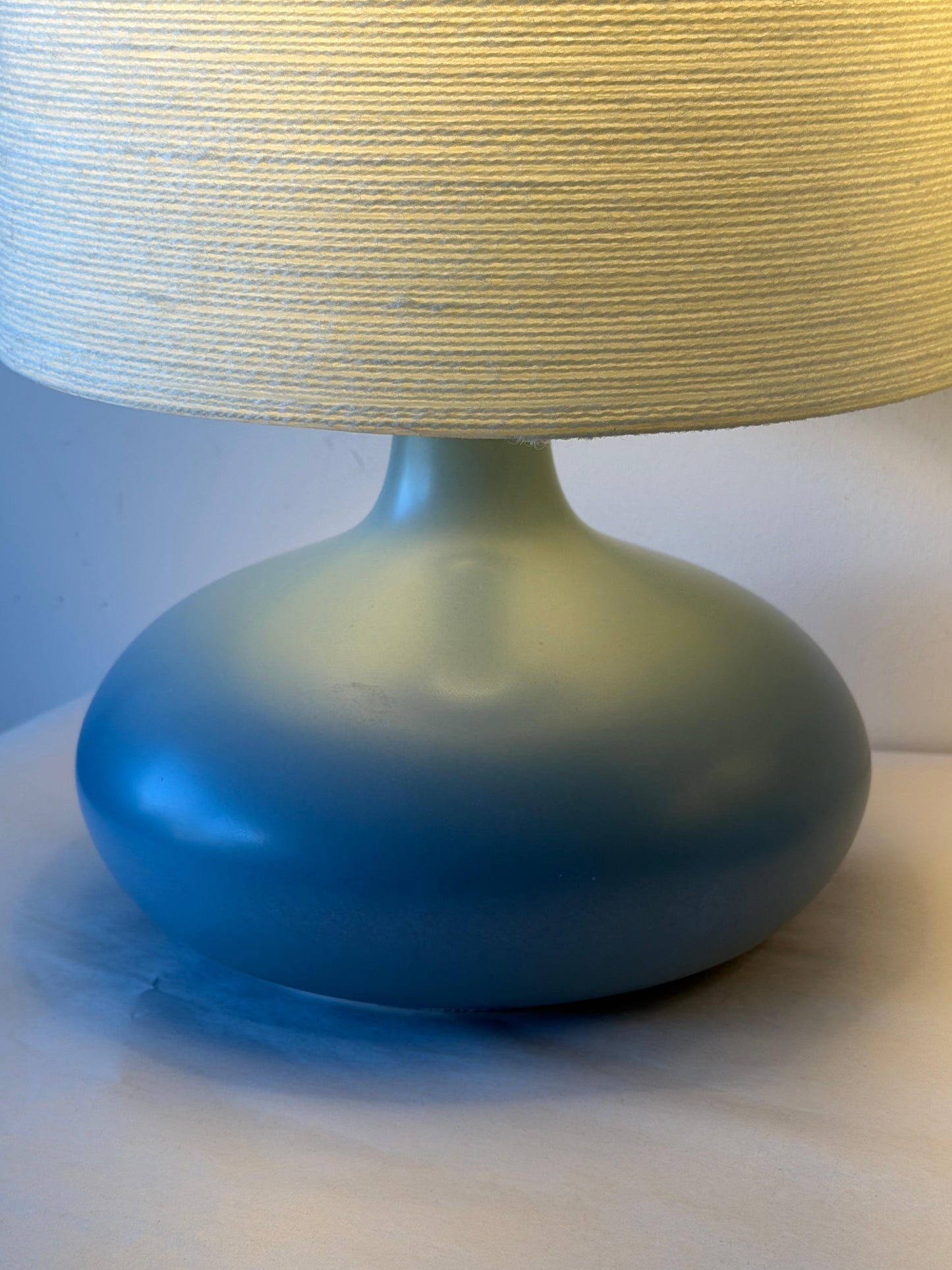 Frisman Vintage A Pair Of Lotte and Gunnar Bostlund Table Lamps in Blue Ceramic Bulbous ca' 1960
