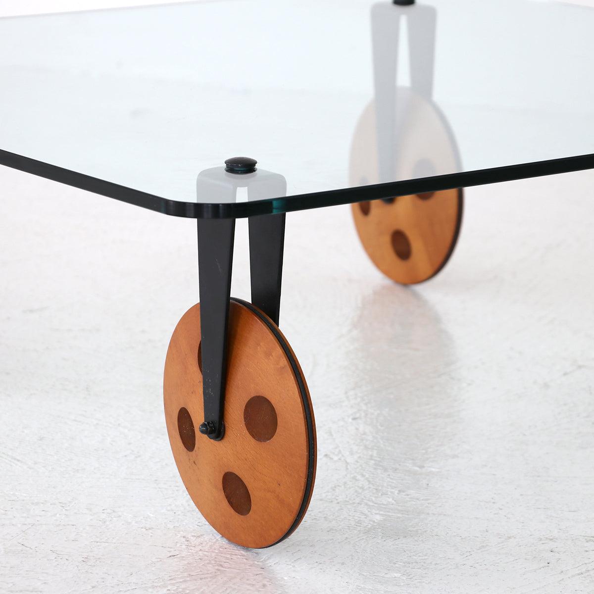 Frisman Vintage Gae Aulenti Style Postmodern Industrial Coffee Table lood Wheels Fontana Arte