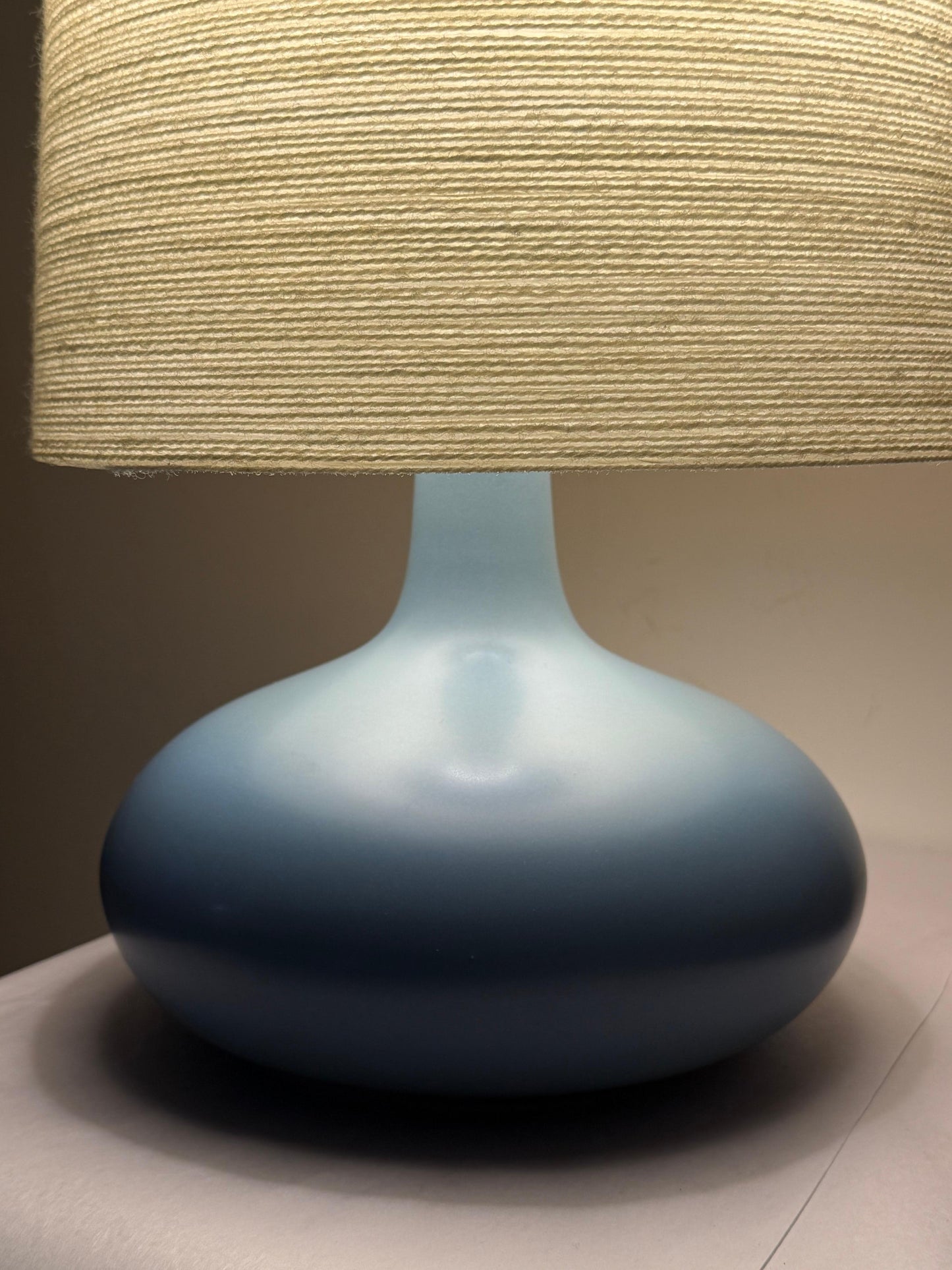 Frisman Vintage A Pair Of Lotte and Gunnar Bostlund Table Lamps in Blue Ceramic Bulbous ca' 1960