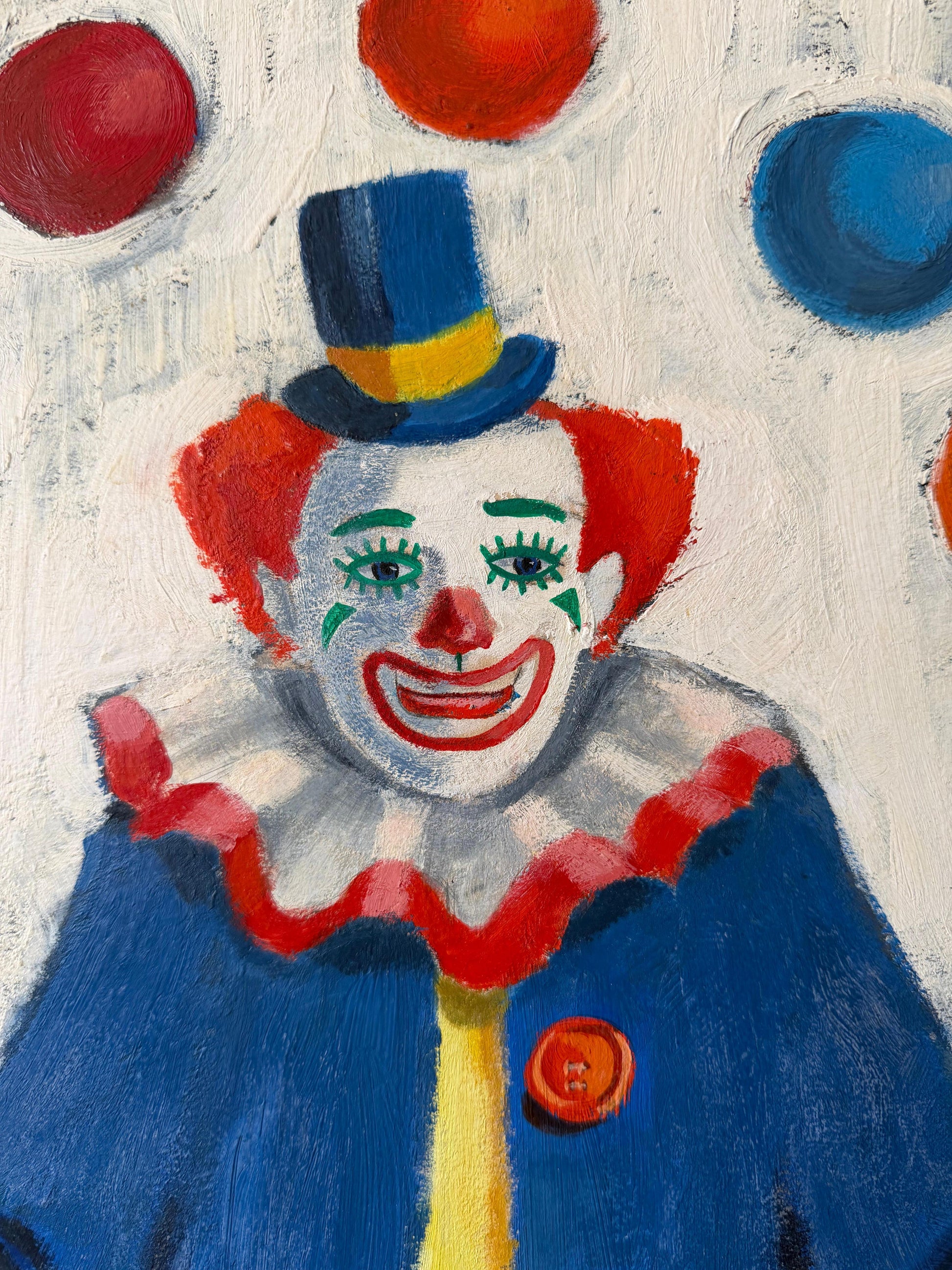 Frisman Vintage Unusual Clown Painting By Jane Shriberg 1963