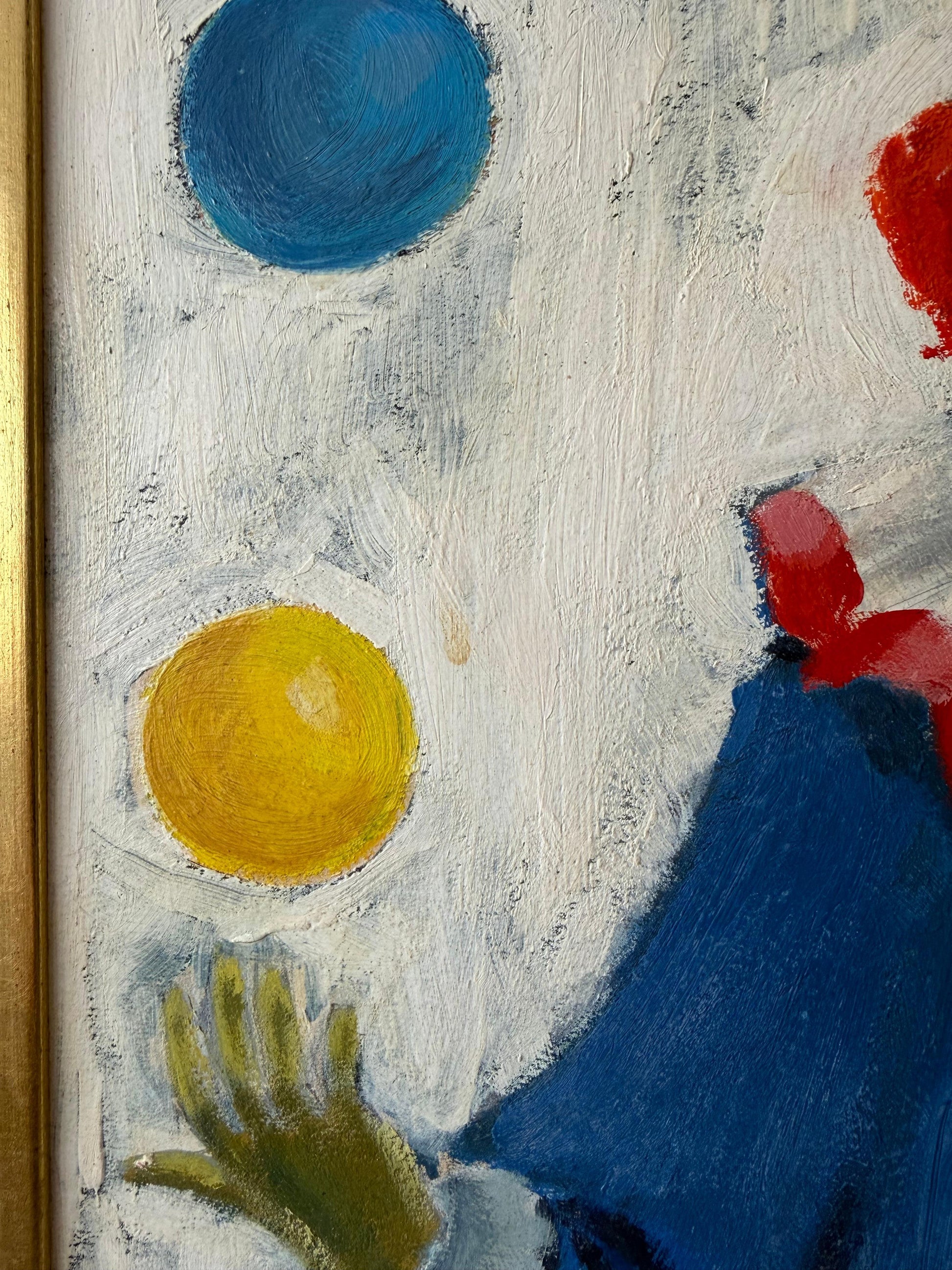 Frisman Vintage Unusual Clown Painting By Jane Shriberg 1963