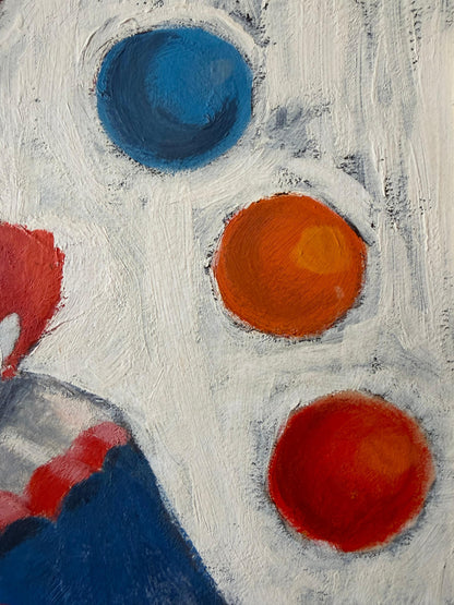 Frisman Vintage Unusual Clown Painting By Jane Shriberg 1963