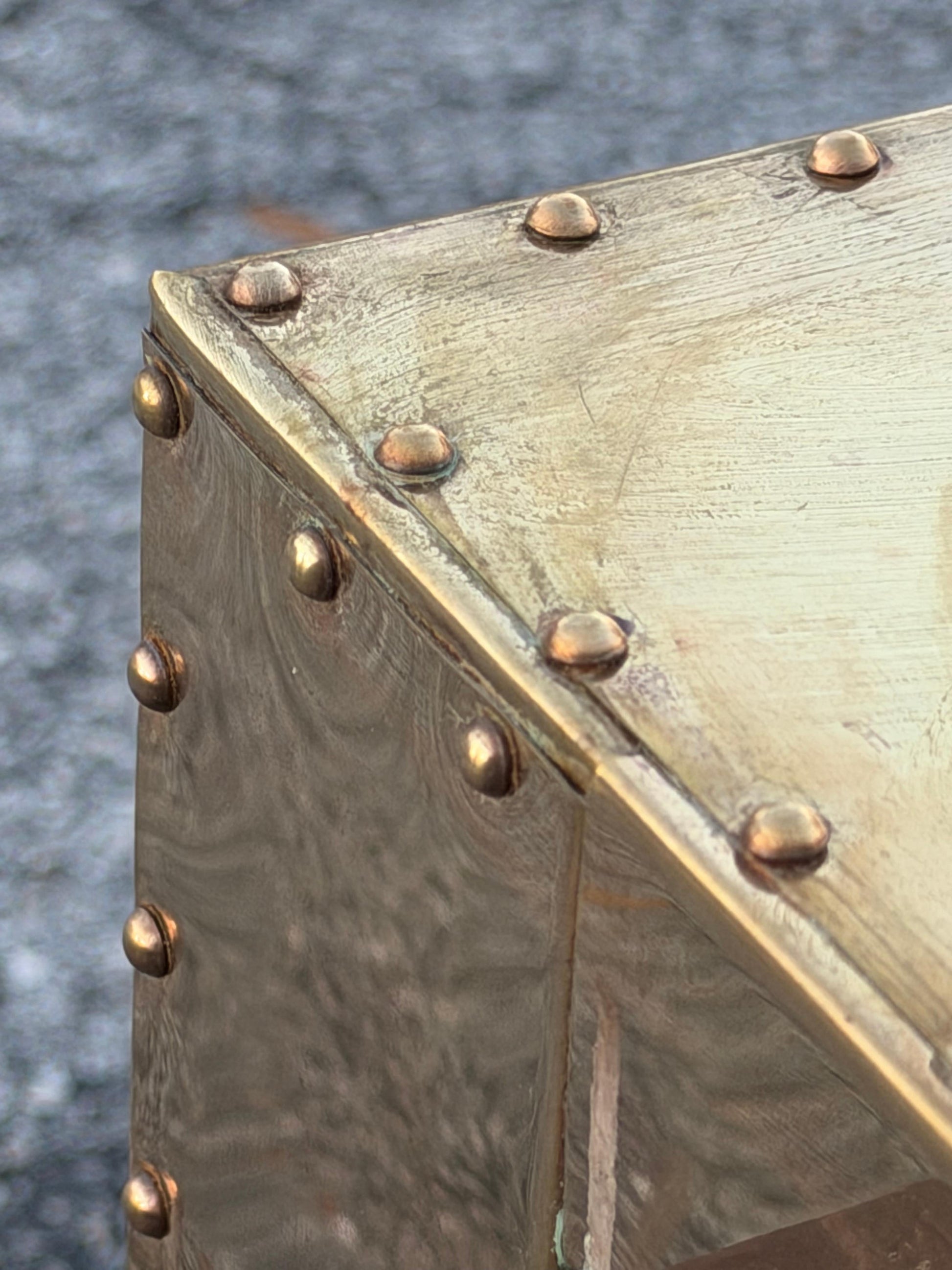 Frisman Vintage Brass-Clad Three Drawer Chest Nightstand Miniature Circa 1980s