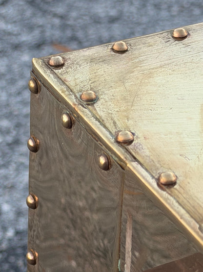 Frisman Vintage Brass-Clad Three Drawer Chest Nightstand Miniature Circa 1980s