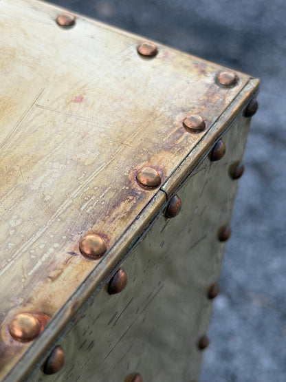 Frisman Vintage Brass-Clad Three Drawer Chest Nightstand Miniature Circa 1980s