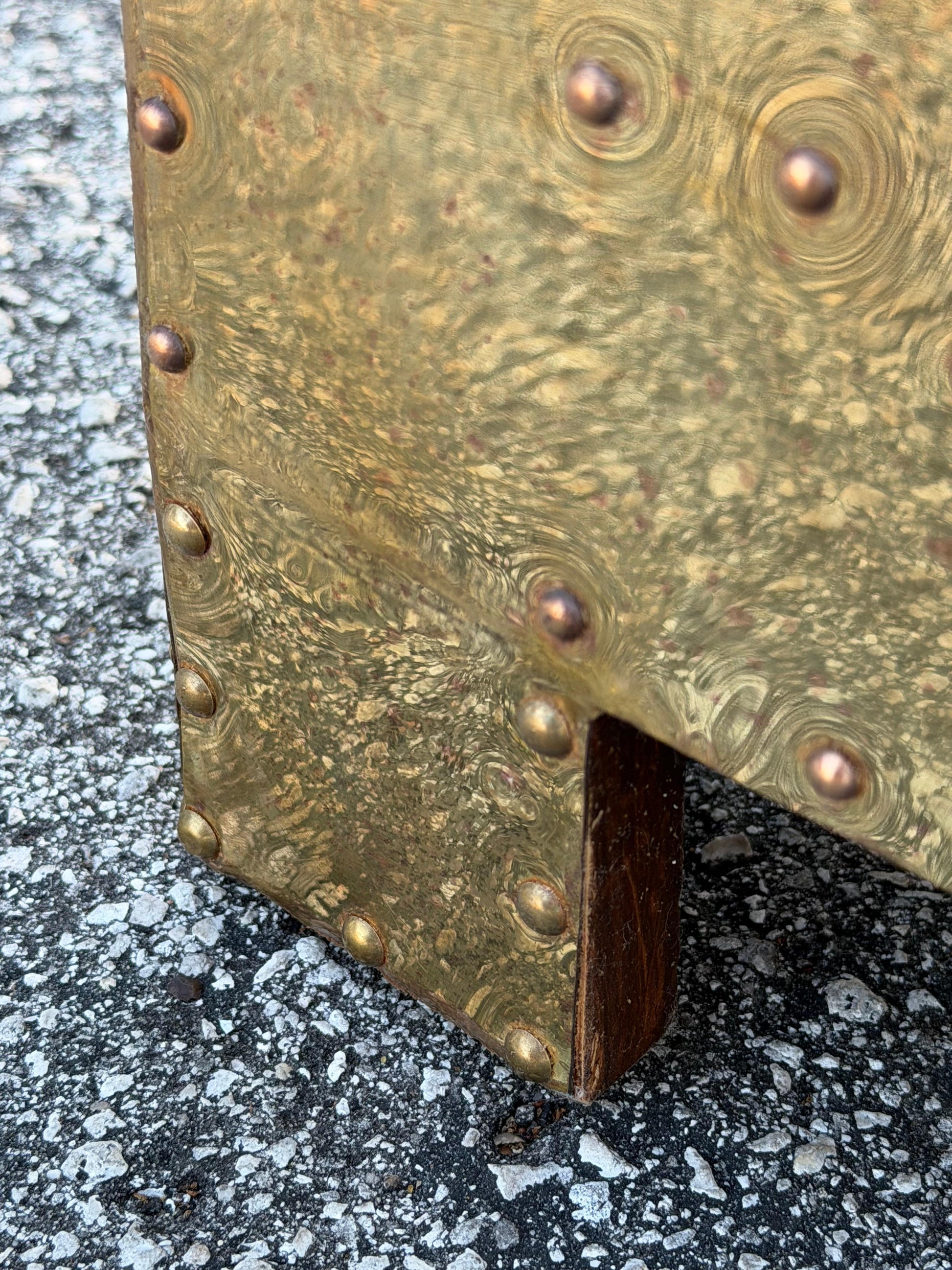 Frisman Vintage Brass-Clad Three Drawer Chest Nightstand Miniature Circa 1980s