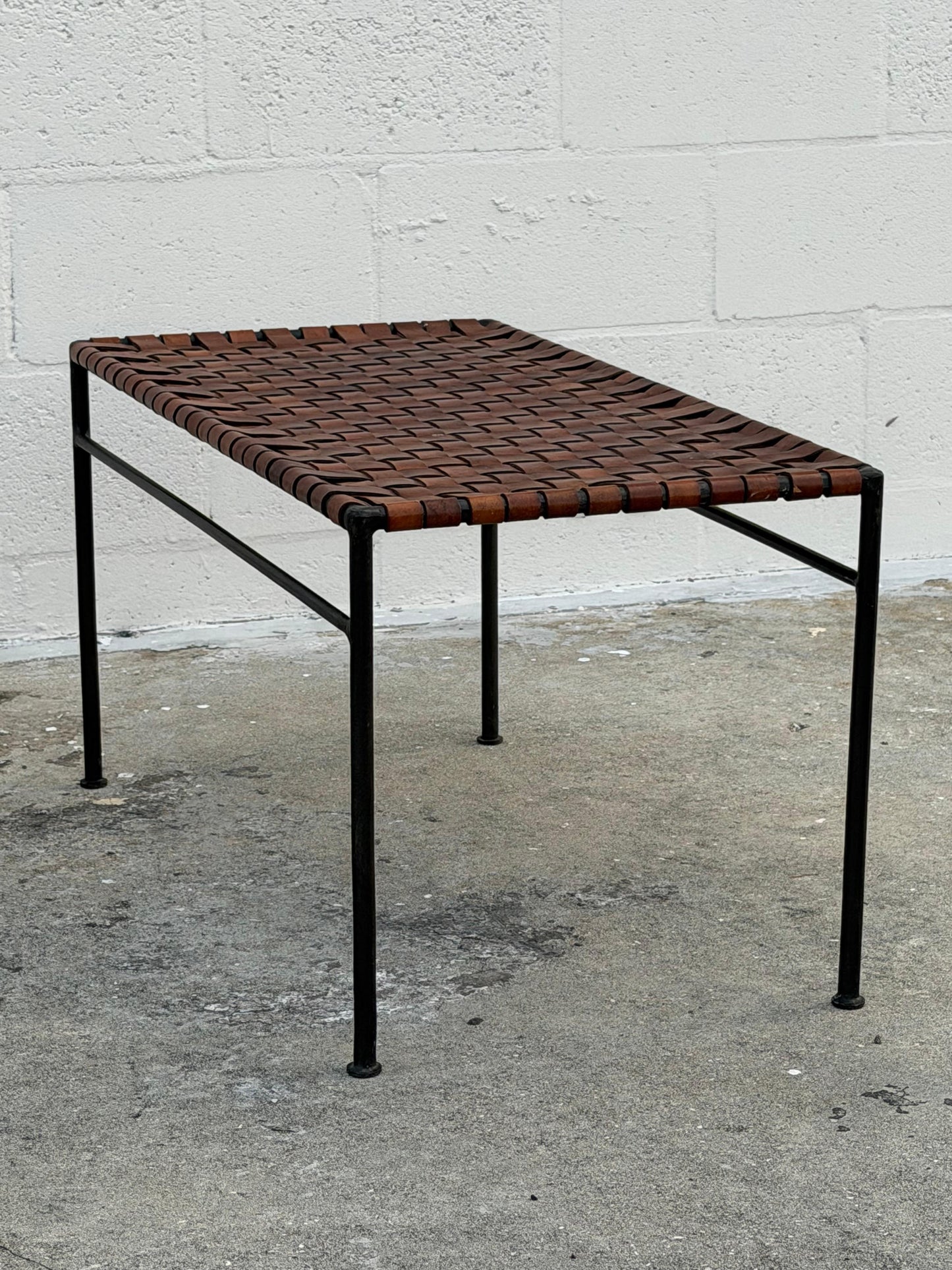 Frisman Vintage A Set Of Stools And Bench Wrought Iron Leather ca' 1980's Patina