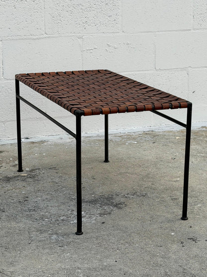 Frisman Vintage A Set Of Stools And Bench Wrought Iron Leather ca' 1980's Patina