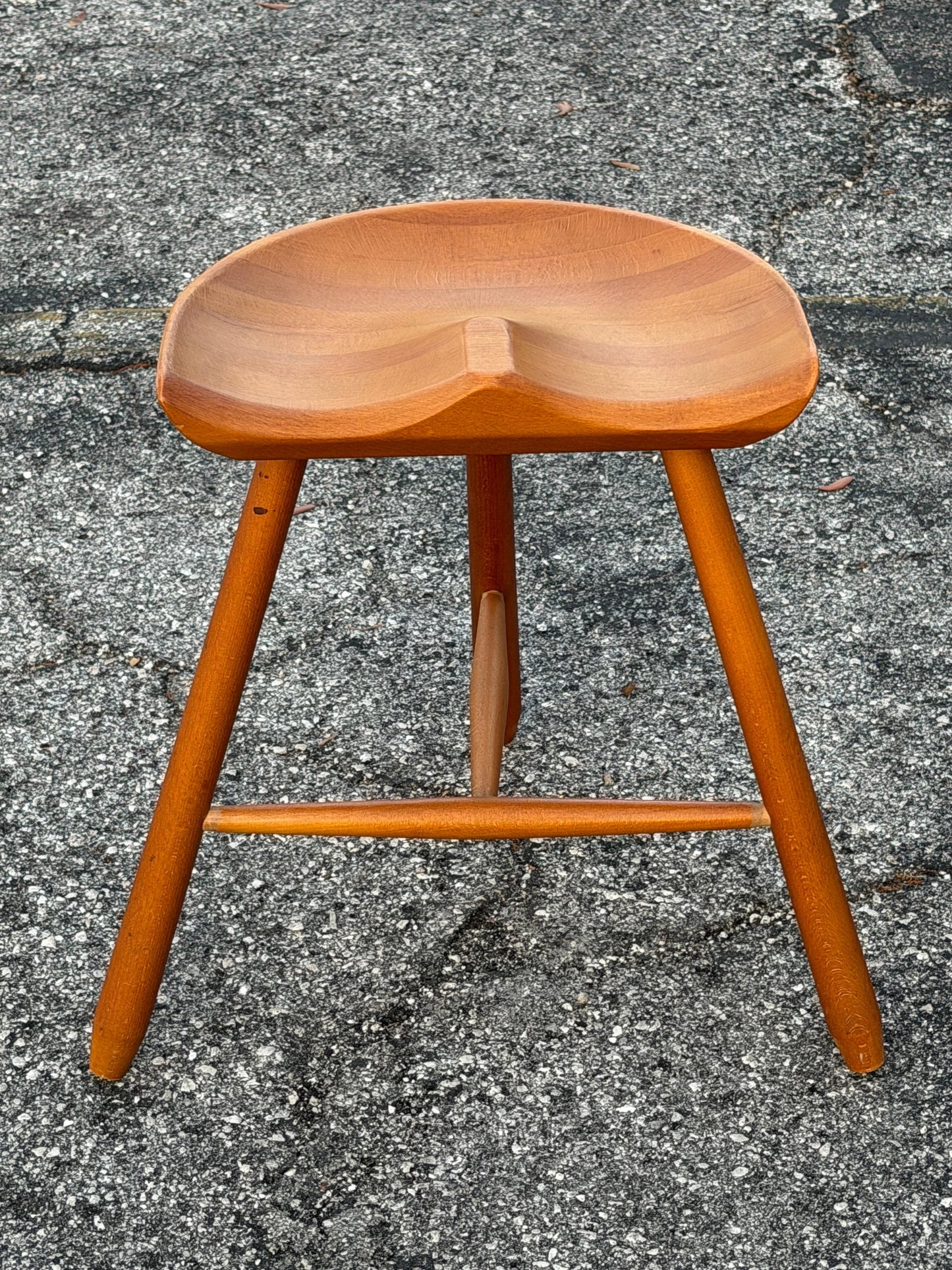 Frisman Vintage Mid Century Vintage Danish Milking Stool Oak 1970's