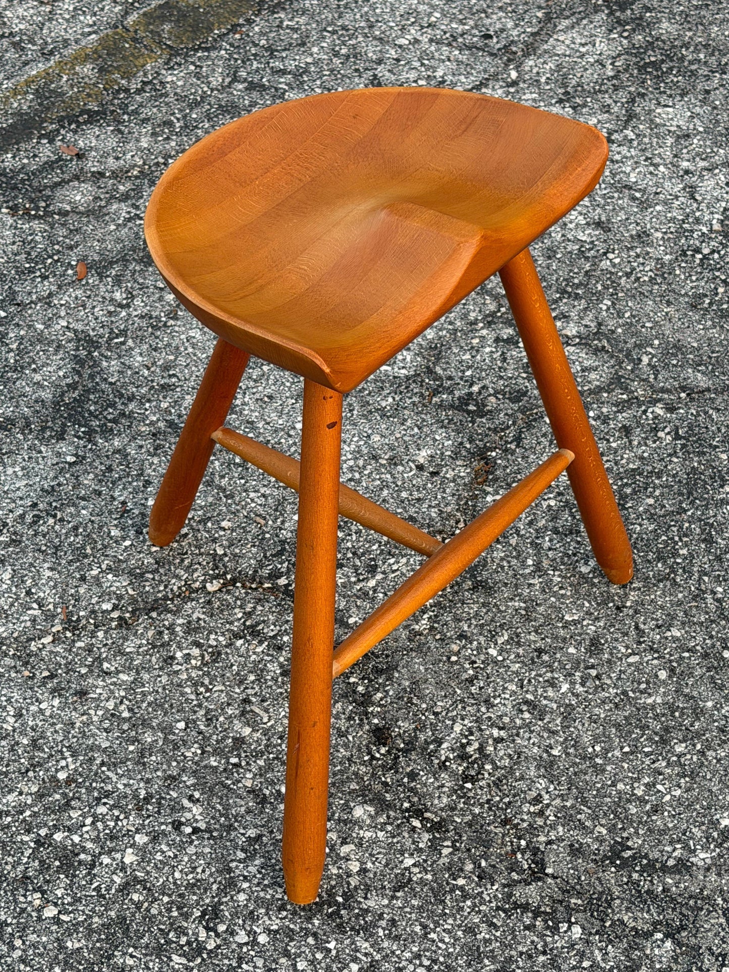 Frisman Vintage Mid Century Vintage Danish Milking Stool Oak 1970's