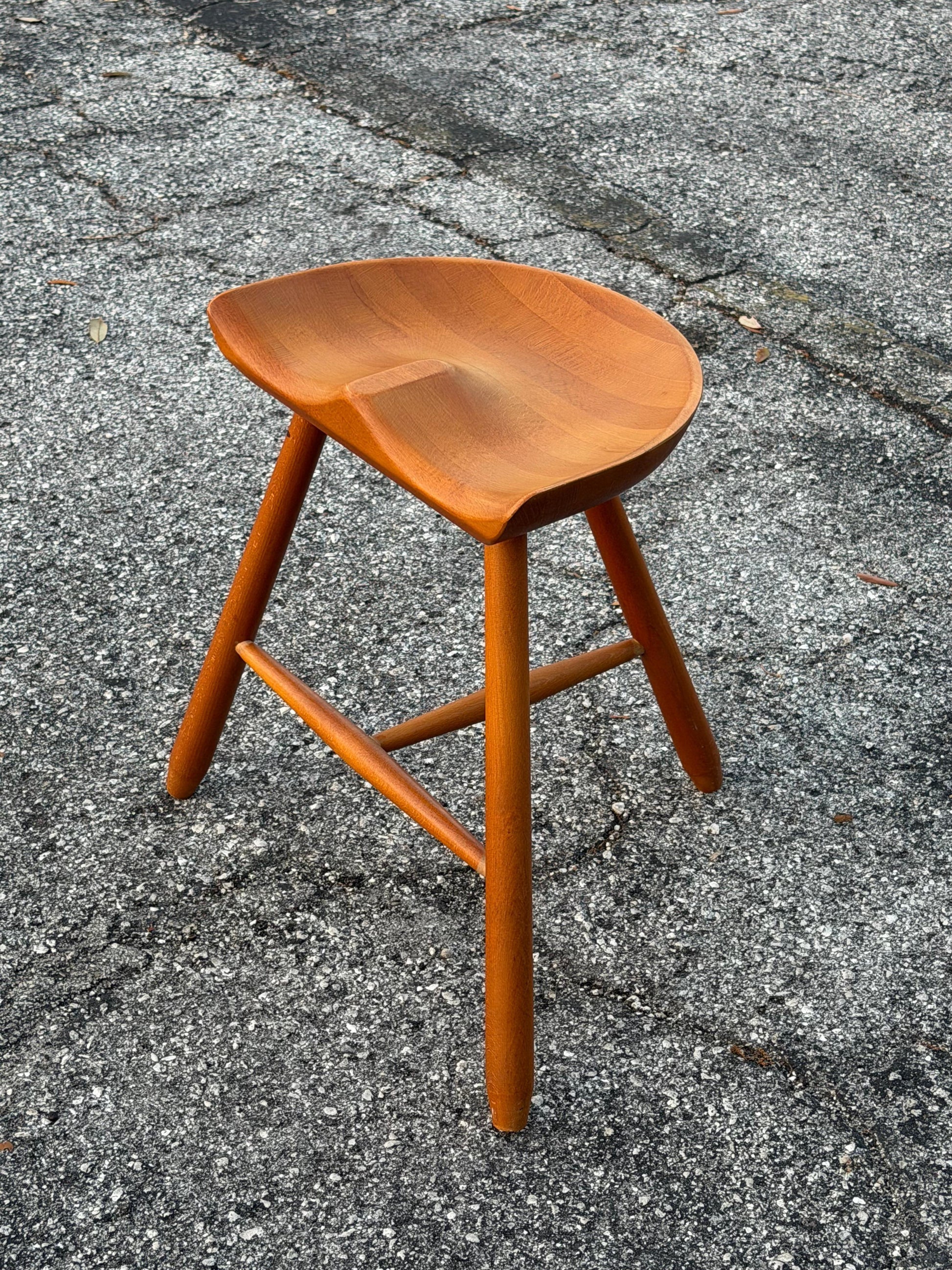 Frisman Vintage Mid Century Vintage Danish Milking Stool Oak 1970's