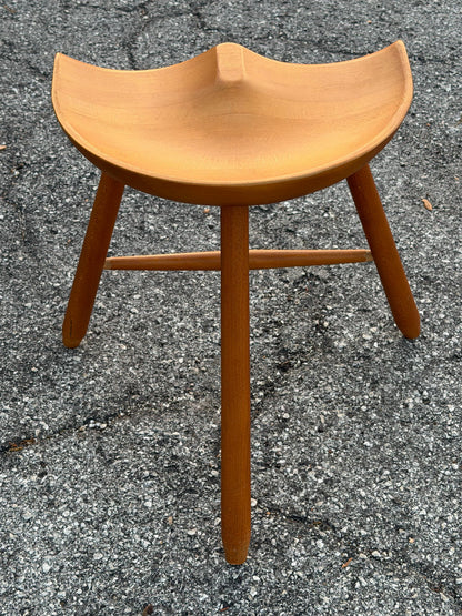 Frisman Vintage Mid Century Vintage Danish Milking Stool Oak 1970's