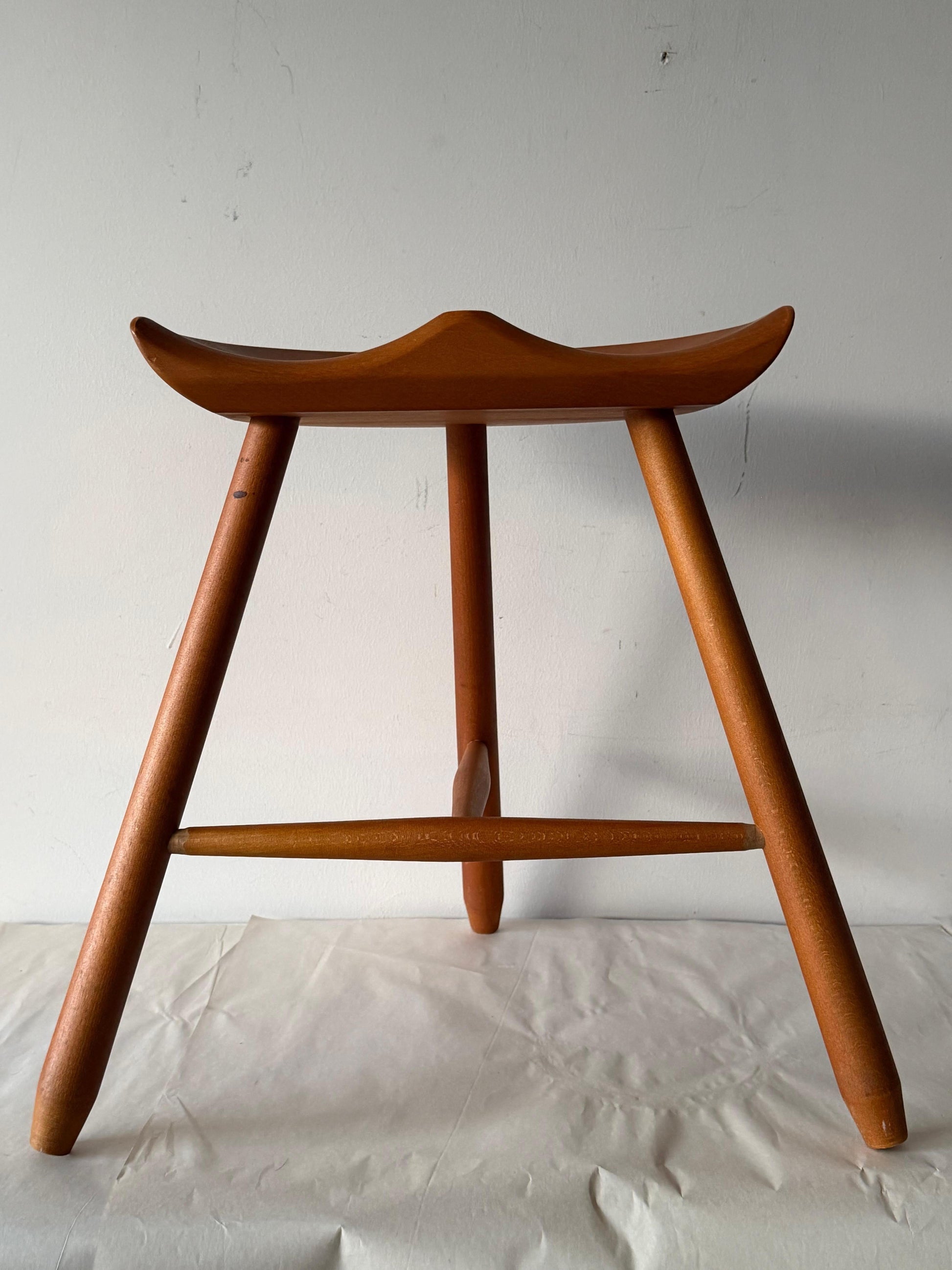 Frisman Vintage Mid Century Vintage Danish Milking Stool Oak 1970's