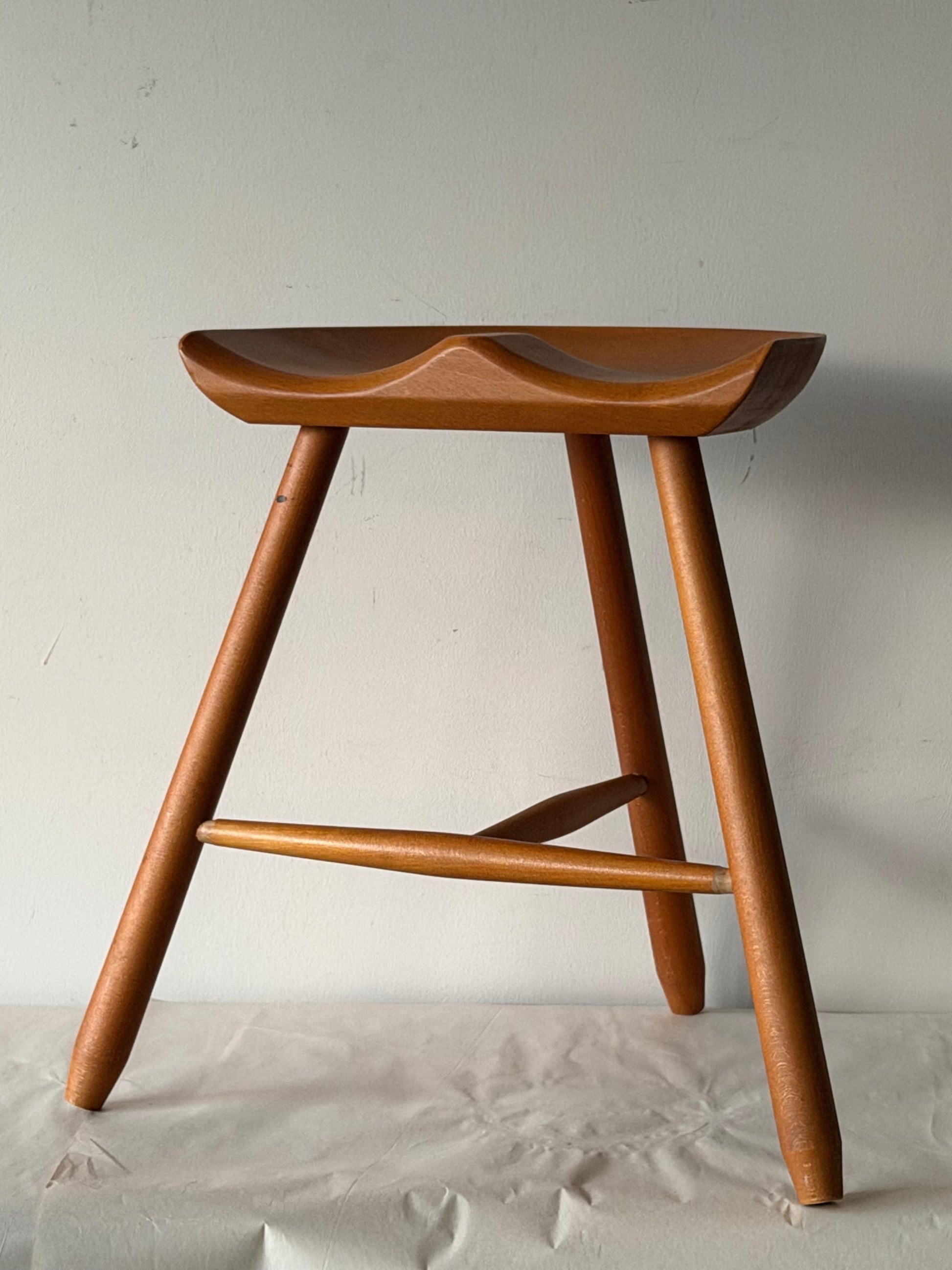 Frisman Vintage Mid Century Vintage Danish Milking Stool Oak 1970's