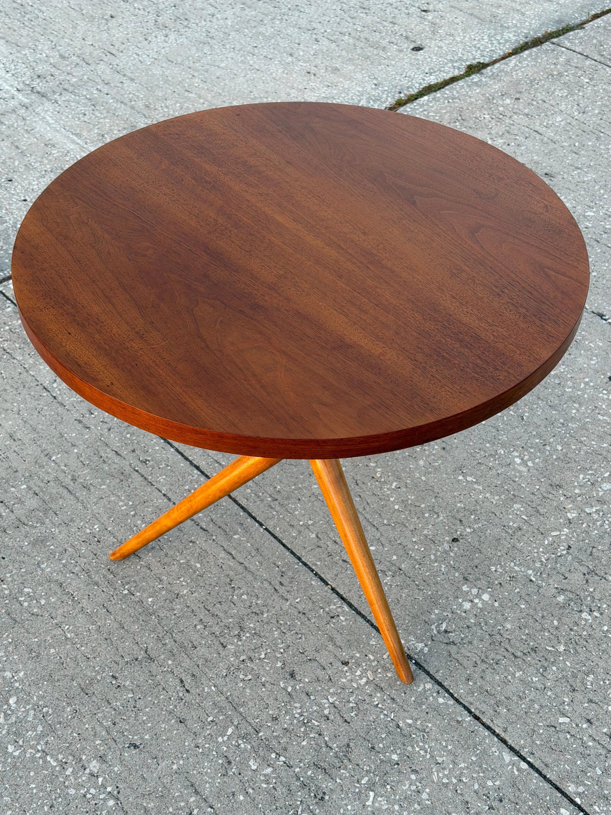 Frisman Vintage Original Tripod Table By T.H.Robsjohn-Gibbings Walnut 1953 Classic
