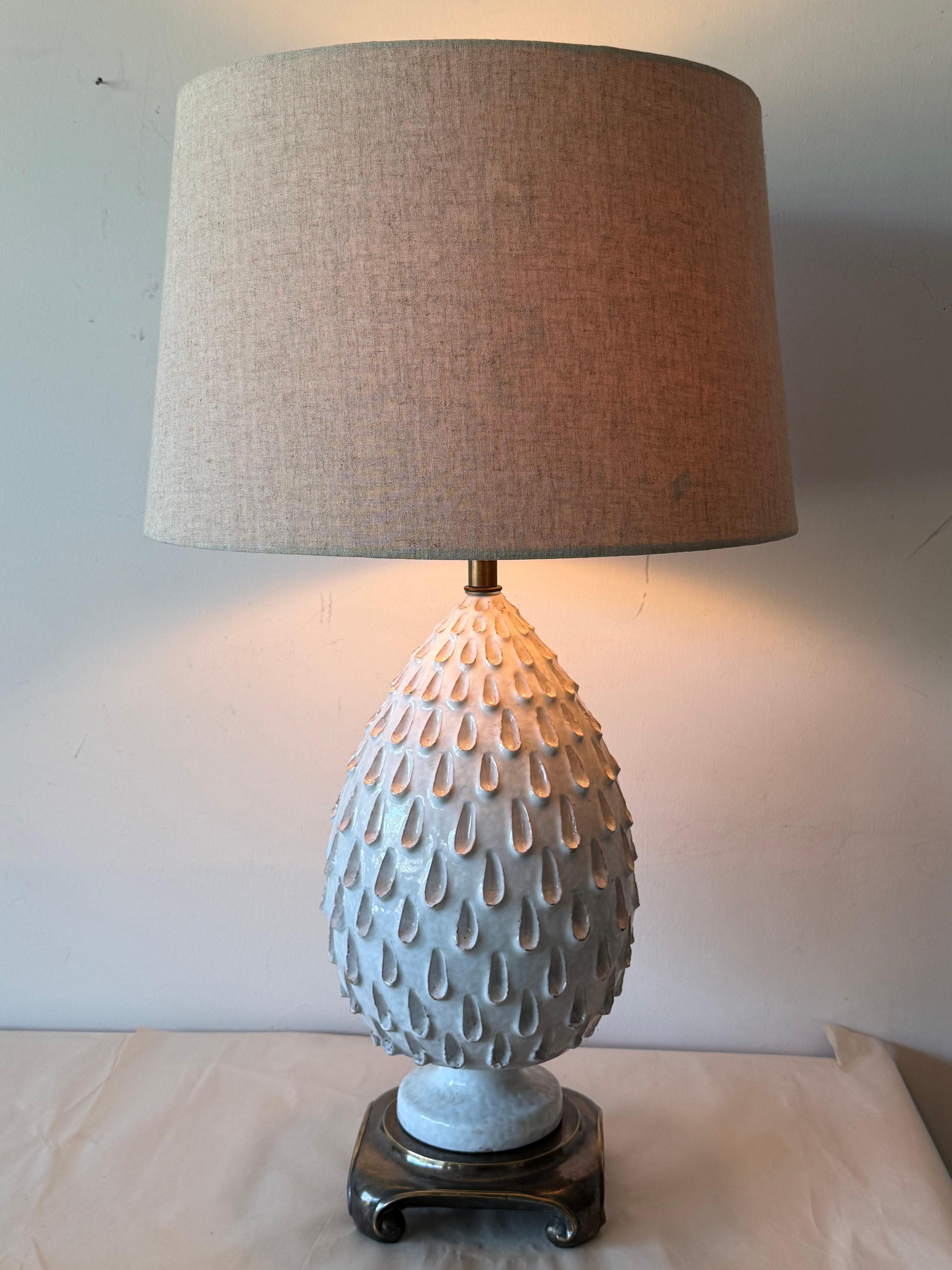 Frisman Vintage Italian Glazed Ceramic Pineapple Lamp ca' 1960's