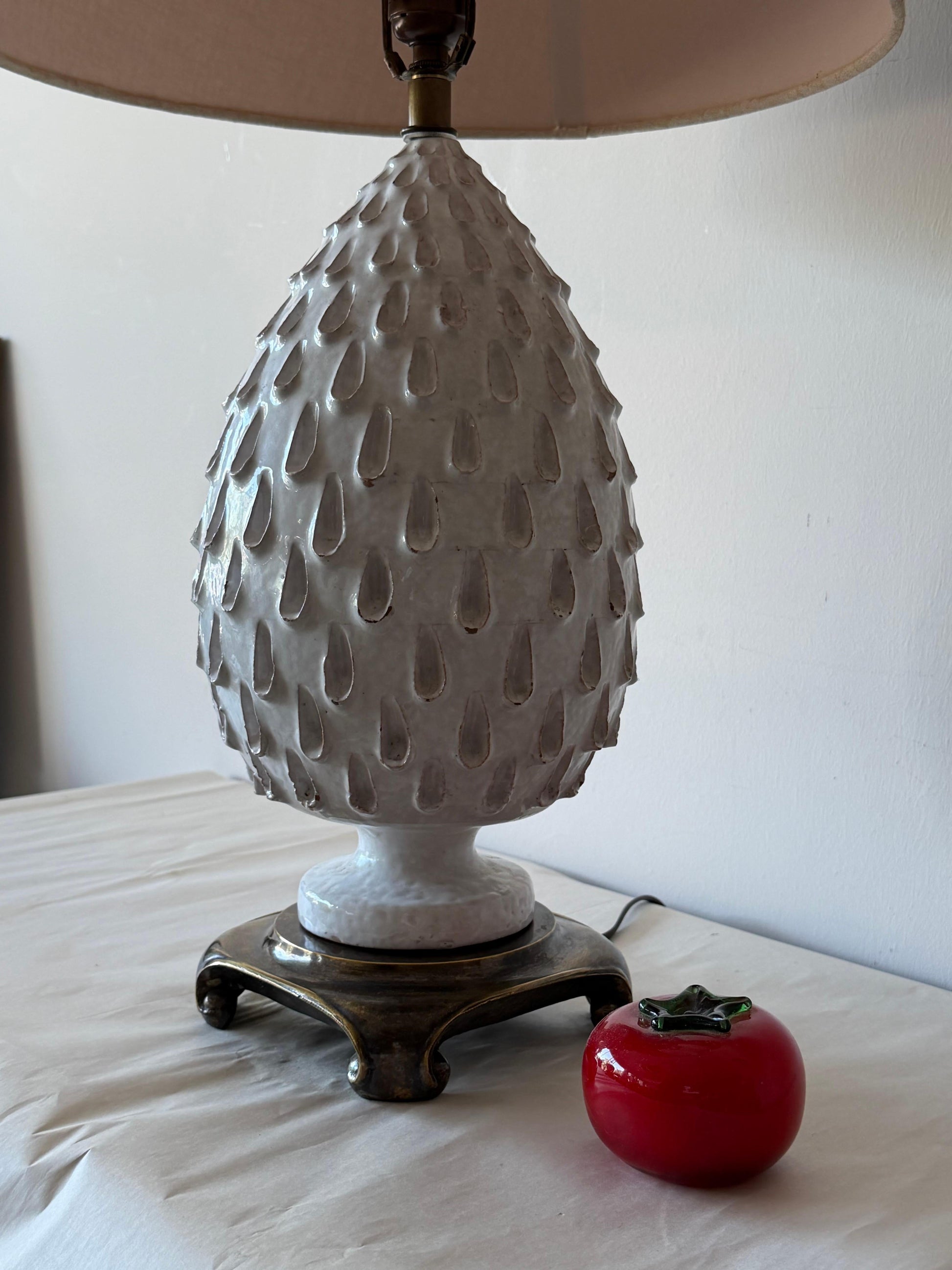Frisman Vintage Italian Glazed Ceramic Pineapple Lamp ca' 1960's