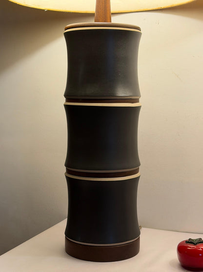 Frisman Vintage A Pair Of Martz Stoneware Walnut Lamps ca' 1960's Unusual