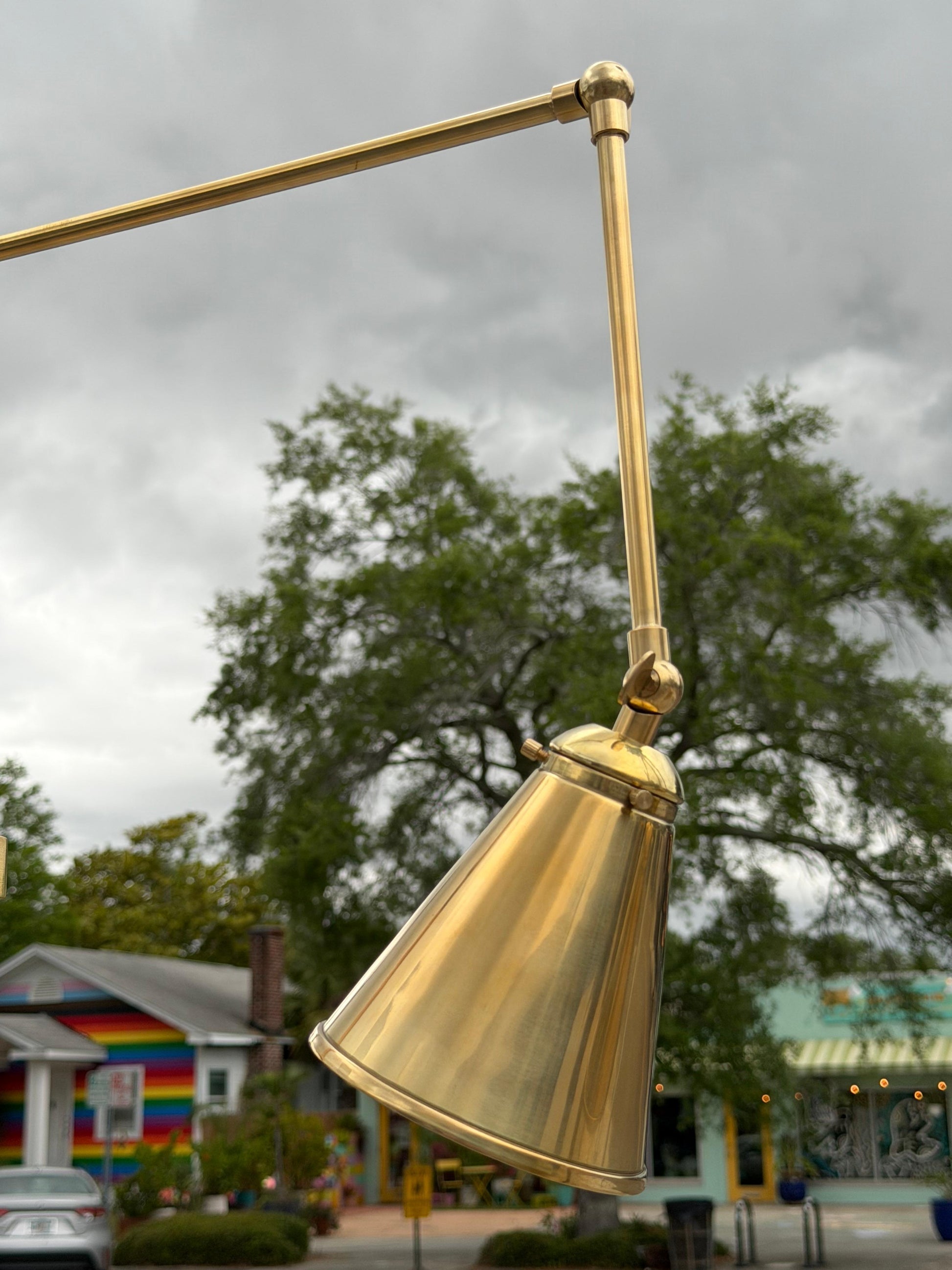 Frisman Vintage A Pair Of Arredoluce Attributed Brass Easel Lamps Polished Brass