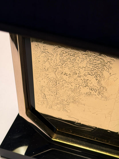 Frisman Vintage Georges Mathias Signed 23-carat Gold-plated Handmade Etched Table Lamp 1970's