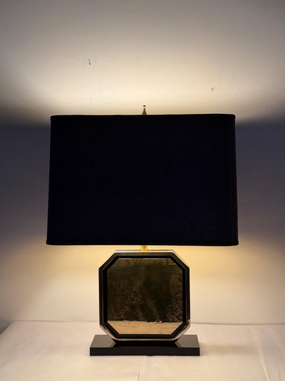 Frisman Vintage Georges Mathias Signed 23-carat Gold-plated Handmade Etched Table Lamp 1970's
