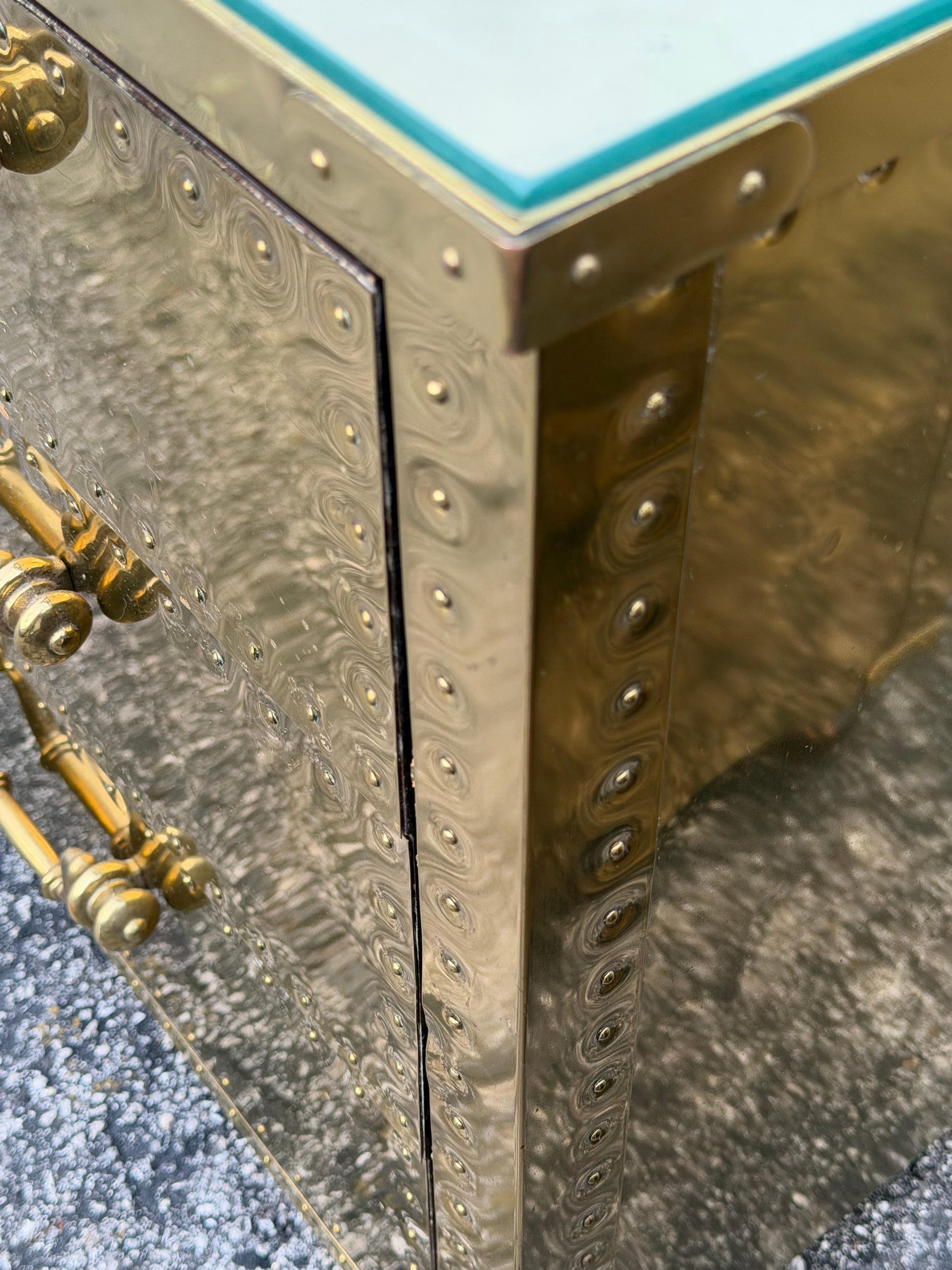 Frisman Vintage A Pair Of Vintage Brass Clad Small Chests of Drawers by Sarreid of Spain