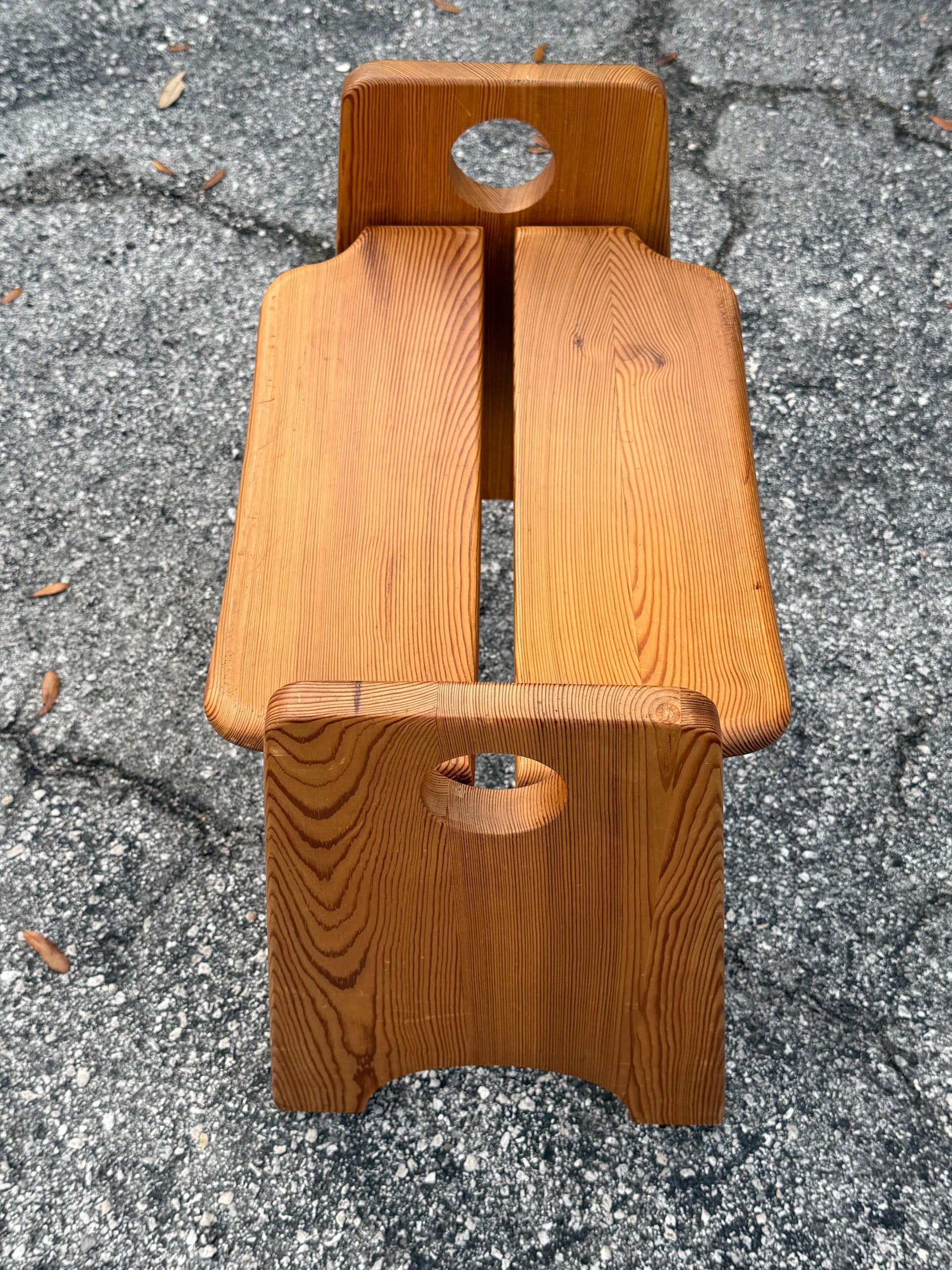 Frisman Vintage Gilbert Marklund Pine Stool Sweden ca' 1970's