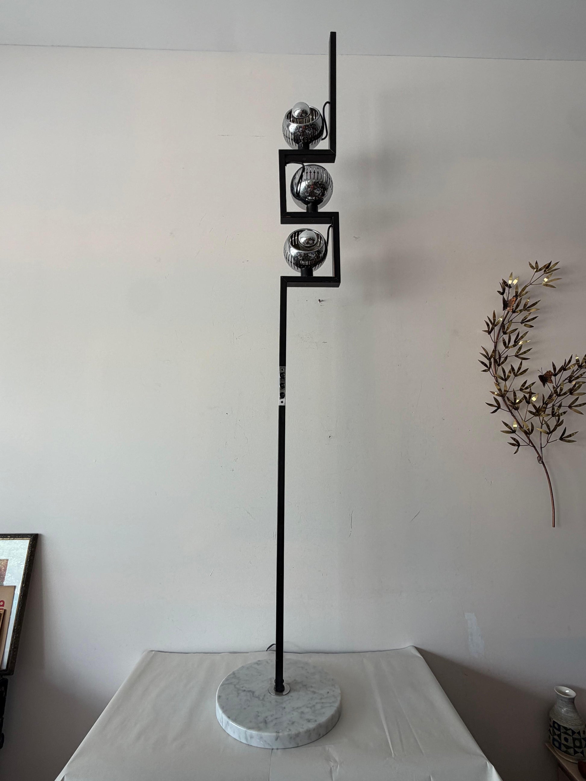 Frisman Vintage Original Eyeball Floor Lamp by Angelo Lelli for Arredoluce, 1960s Marble Base