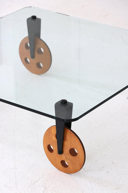 Frisman Vintage Gae Aulenti Style Postmodern Industrial Coffee Table lood Wheels Fontana Arte