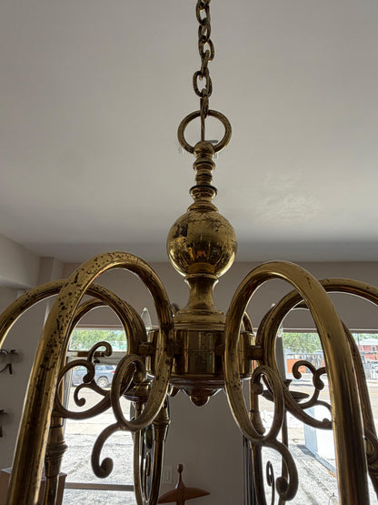 Frisman Vintage Italian Brass Chandelier Eight Arm Elegant ca' 1960's