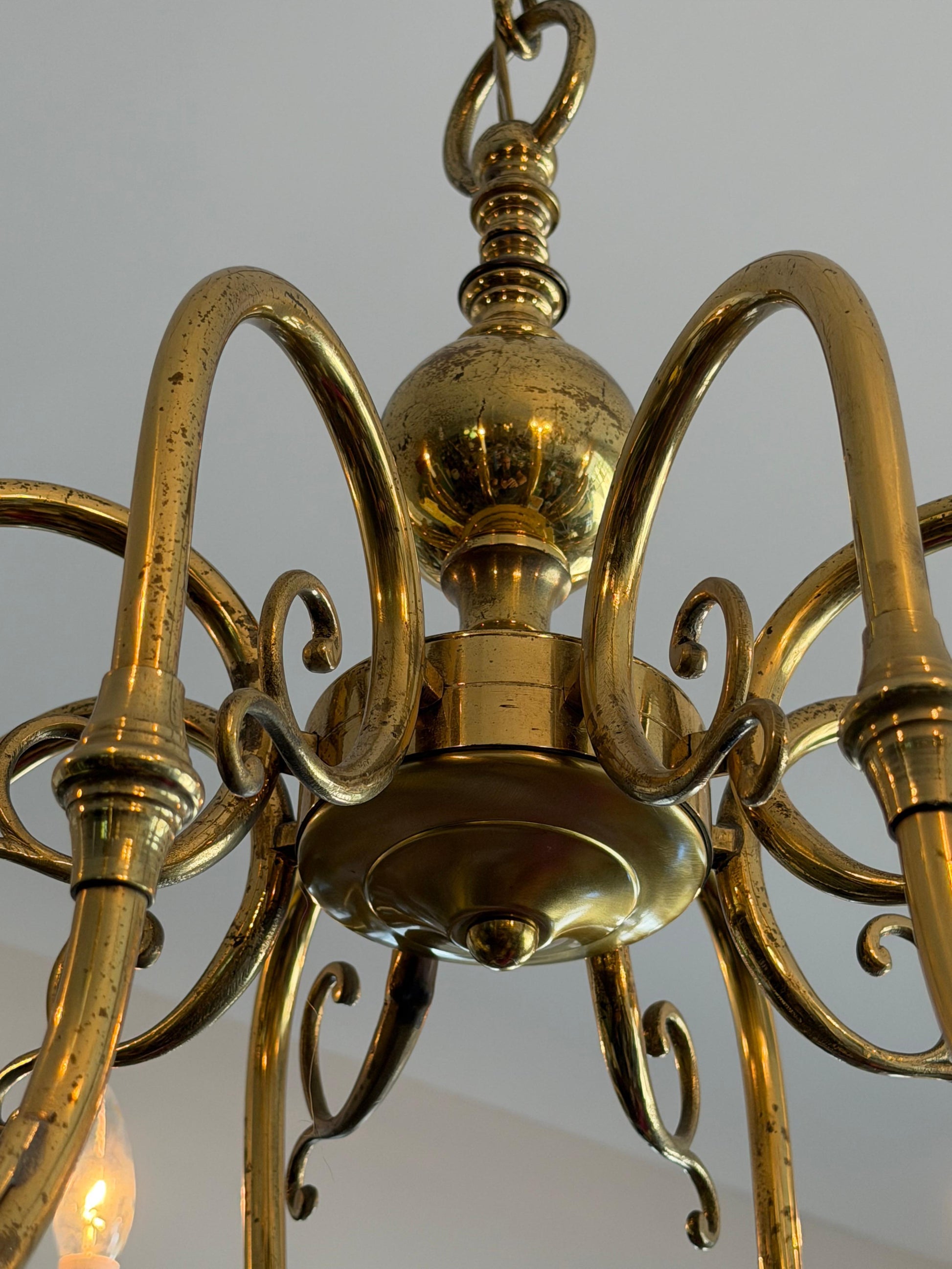 Frisman Vintage Italian Brass Chandelier Eight Arm Elegant ca' 1960's