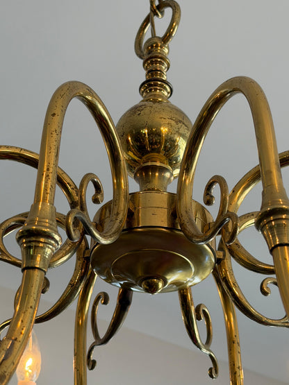 Frisman Vintage Italian Brass Chandelier Eight Arm Elegant ca' 1960's