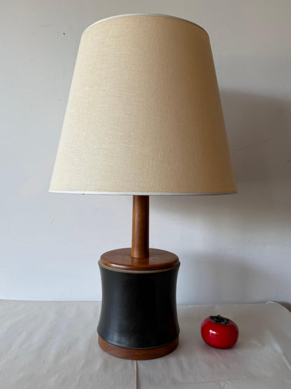 Frisman Vintage Martz Table Lamp Ceramic Bamboo Walnut ca' 1960's