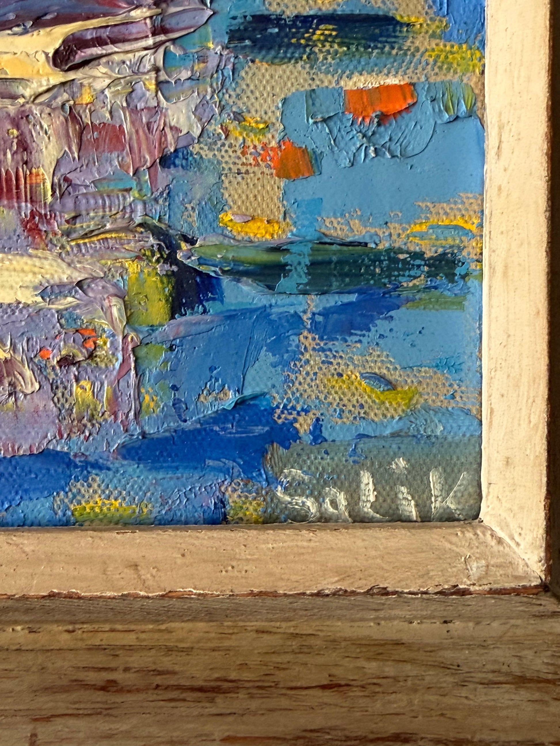 Frisman Vintage Interesting Abstract Painting Original Frame ca' 1950's1950's