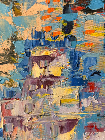 Frisman Vintage Interesting Abstract Painting Original Frame ca' 1950's1950's