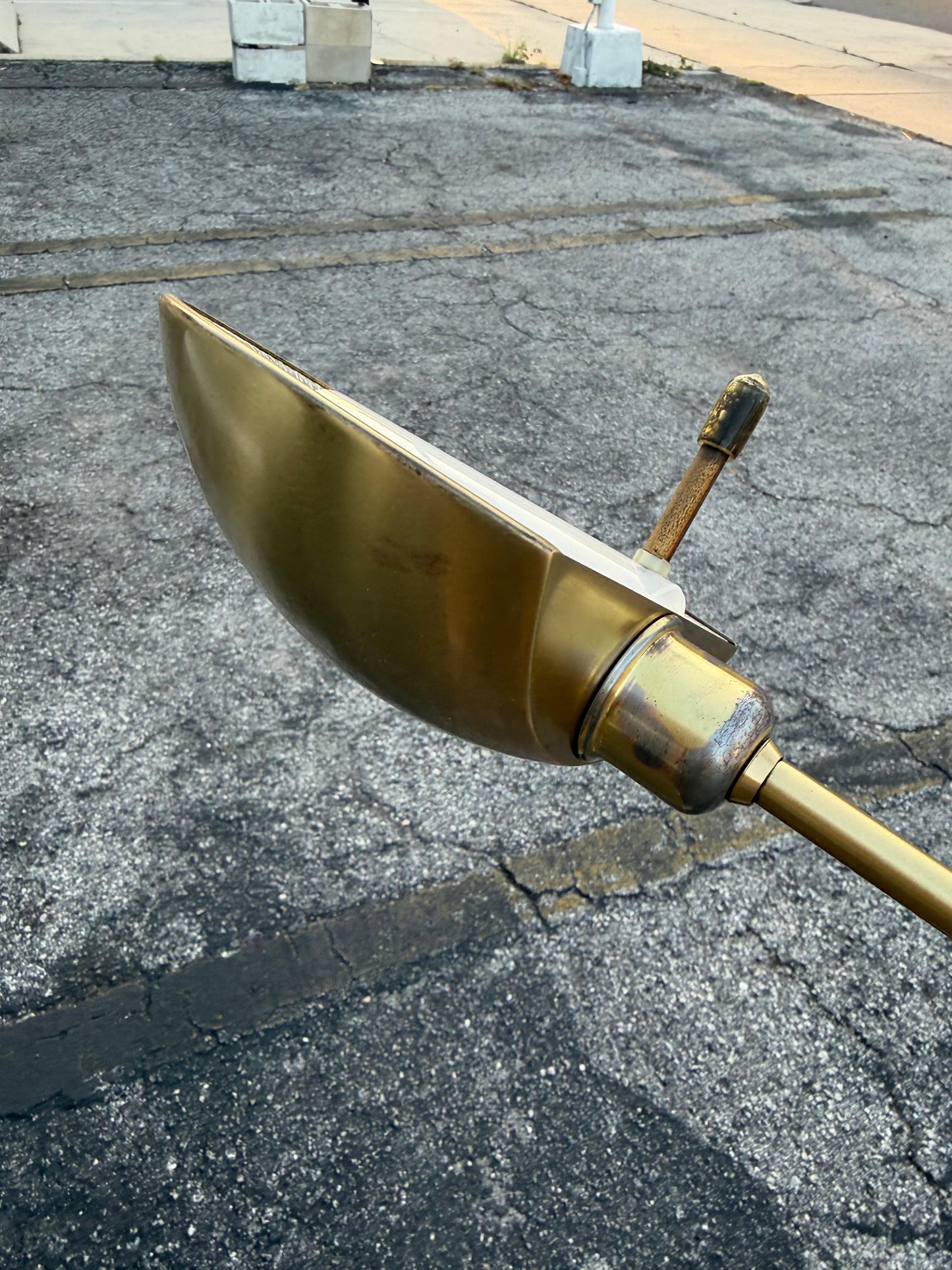 Frisman Vintage Postmodern Adjustable Two Light Brass Floor Lamp by Holtkoetter Luechten 1980's