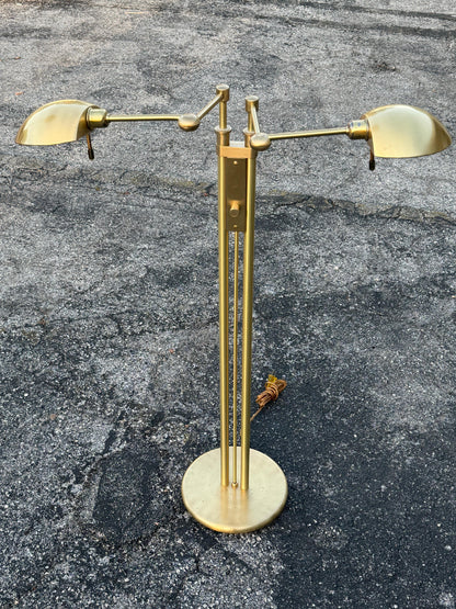 Frisman Vintage Postmodern Adjustable Two Light Brass Floor Lamp by Holtkoetter Luechten 1980's