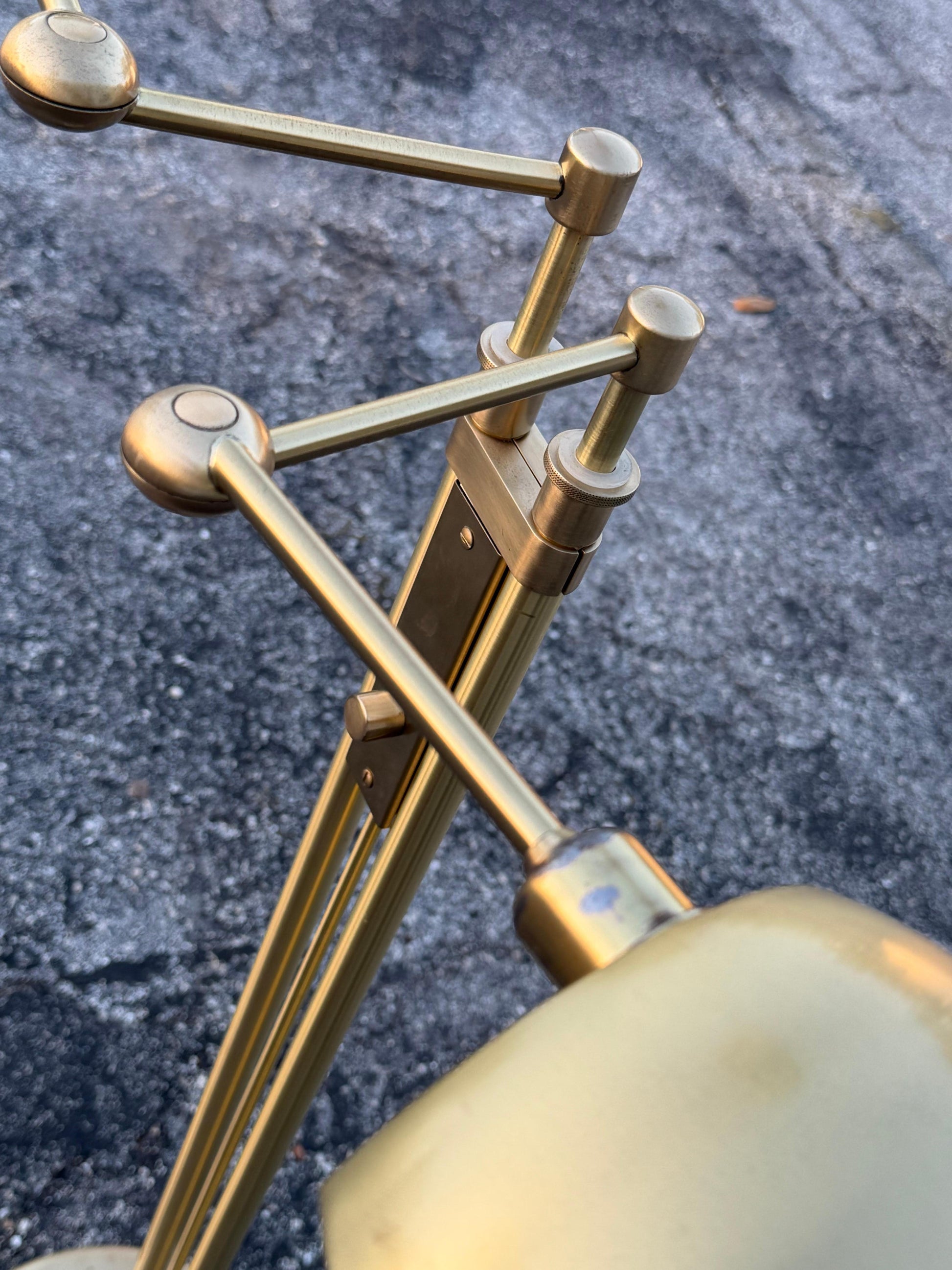 Frisman Vintage Postmodern Adjustable Two Light Brass Floor Lamp by Holtkoetter Luechten 1980's