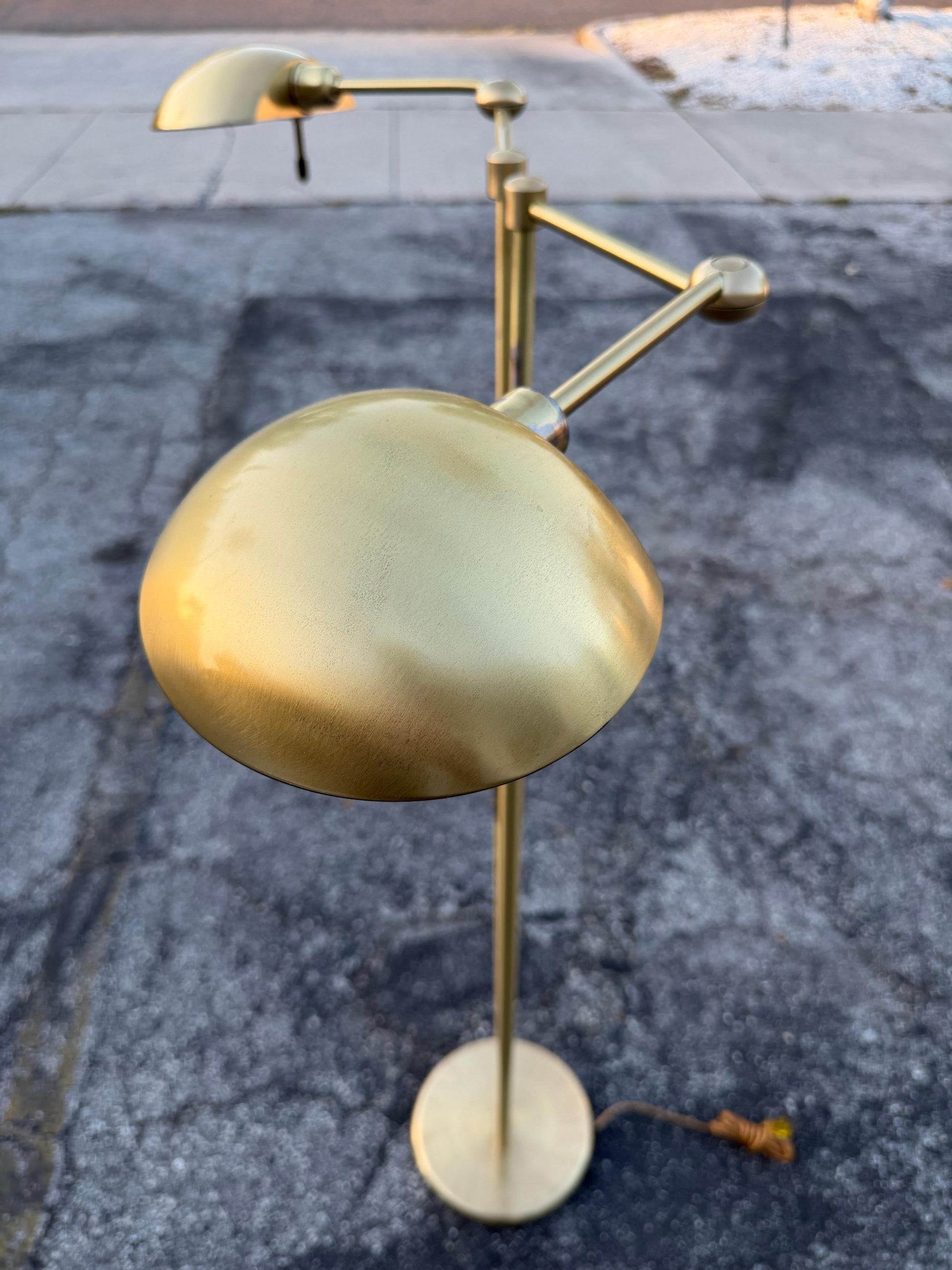 Frisman Vintage Postmodern Adjustable Two Light Brass Floor Lamp by Holtkoetter Luechten 1980's