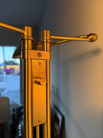Frisman Vintage Postmodern Adjustable Two Light Brass Floor Lamp by Holtkoetter Luechten 1980's