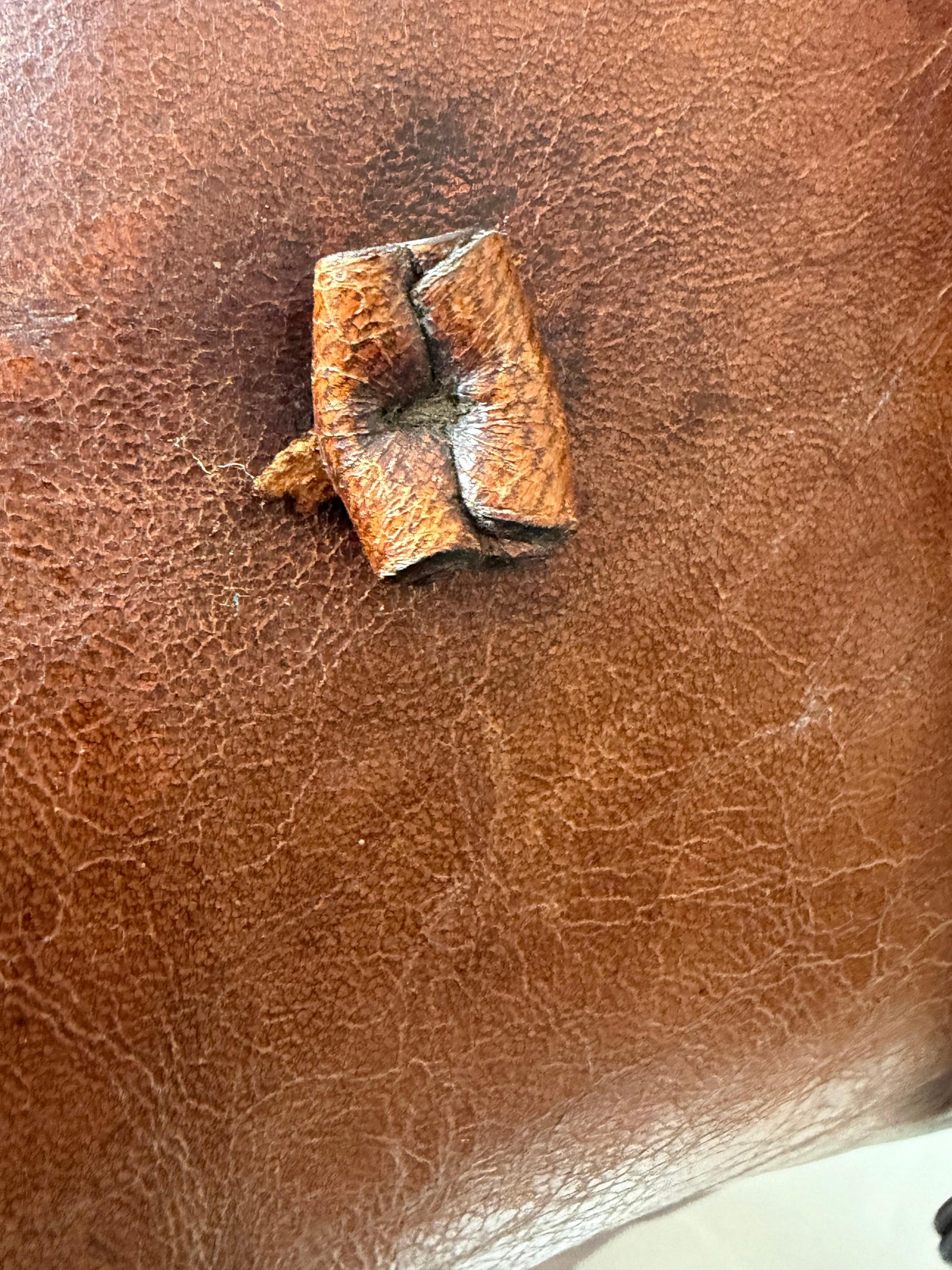 Frisman Vintage Large Vintage Leather Stool Omersa For Almazan Pig With Original Tail