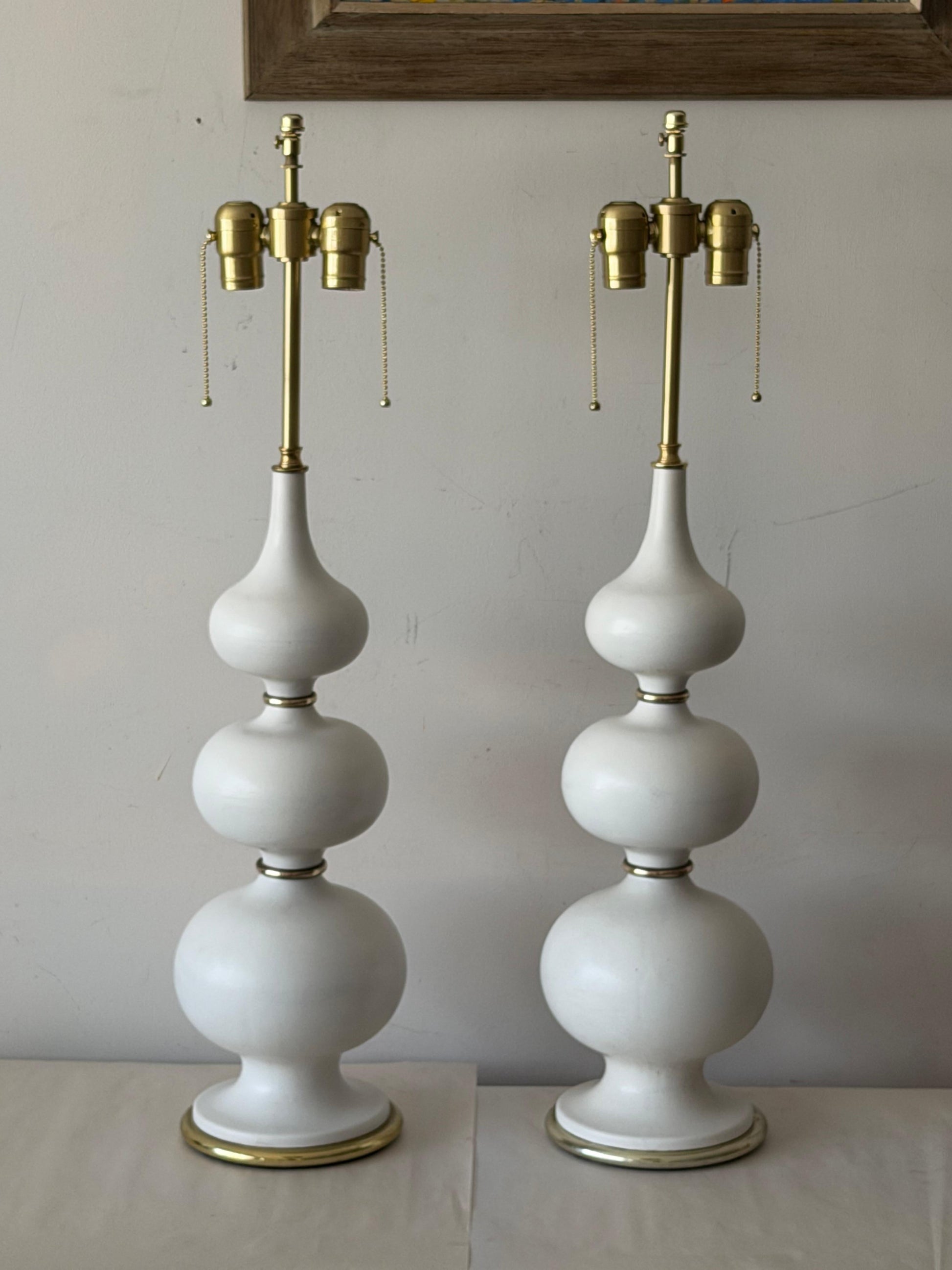 Frisman Vintage Vintage Gerald Thurston Lightolier Ceramic Gourd Lamps ca' 1950's Elegant