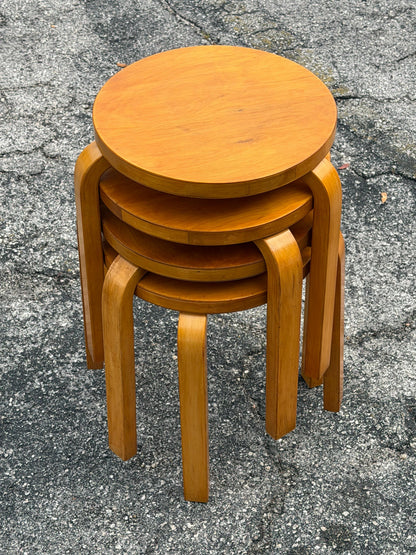 Frisman Vintage Vintage Alvar Aalto Stools Finland ca' 1950's-60's Mid Century Patina