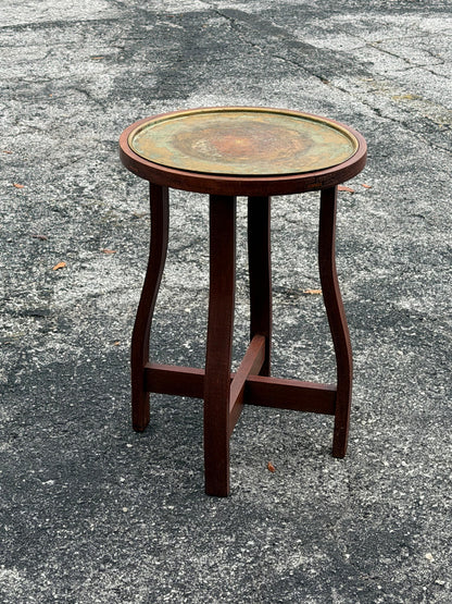Frisman Vintage Unusual Plant Stand With Brass Top Arts And Crafts ' ca' 1910