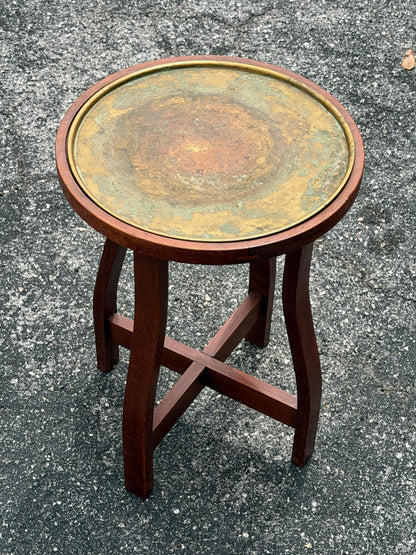 Frisman Vintage Unusual Plant Stand With Brass Top Arts And Crafts ' ca' 1910
